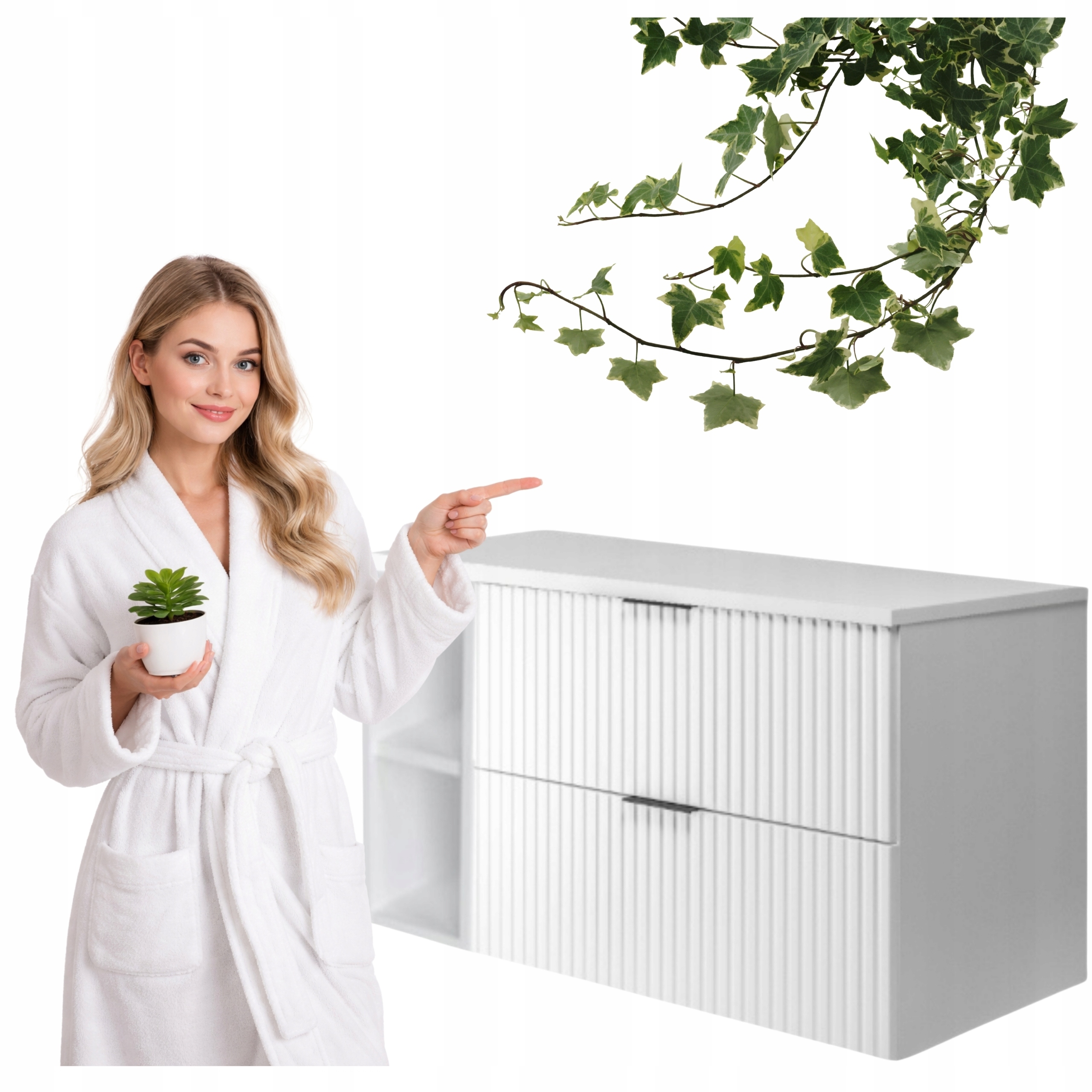 Szafka Łazienkowa Wisząca Pod Umywalkę Regał Blat 100x46CM Flisan Biała Mdf