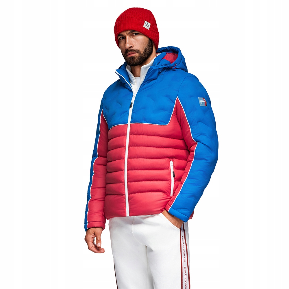 Pánská prošívaná stylová bunda modro-červená V1 OM-JALP-0206 vel. XL