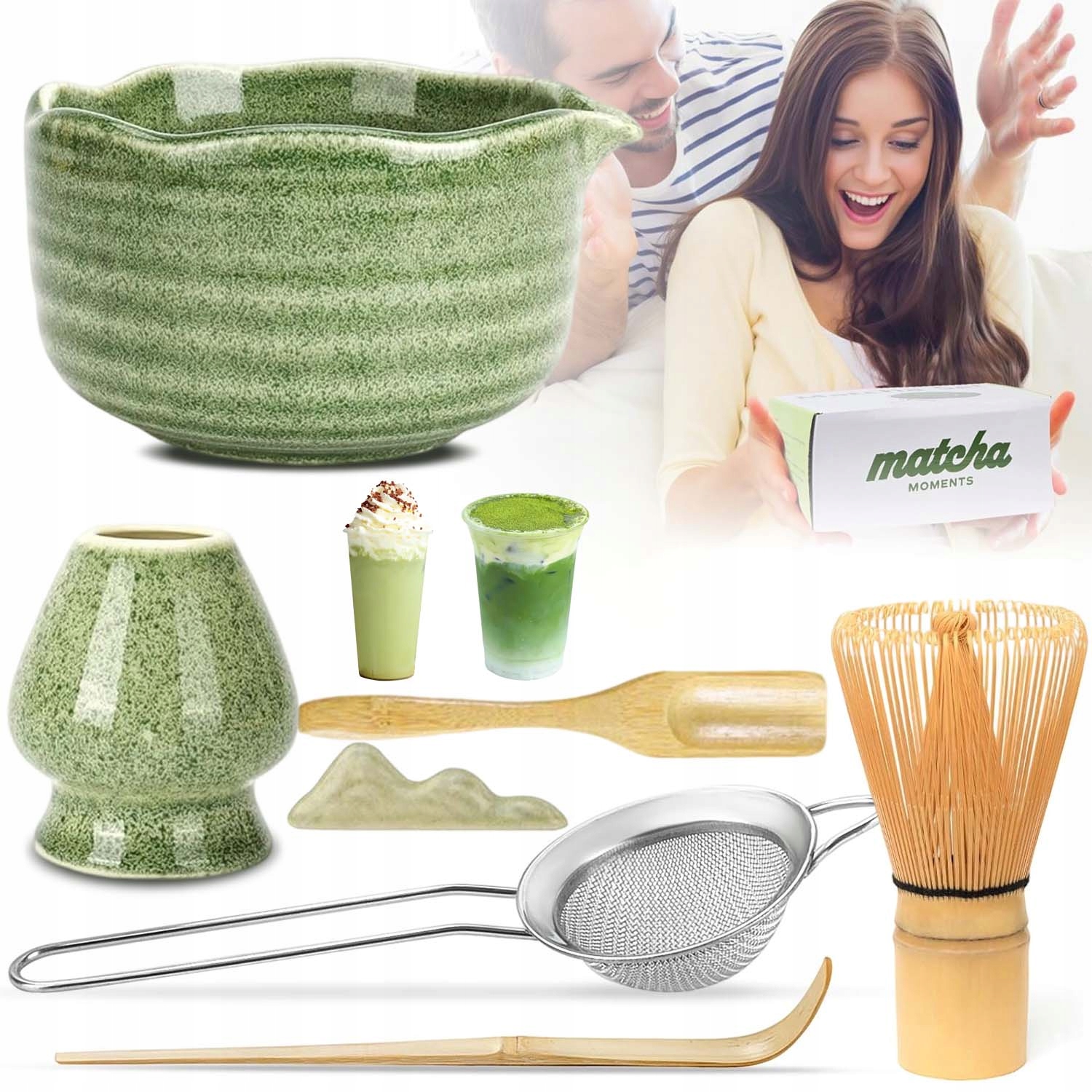 Levně Bambusová Dárková Sada Metlička Štětec Na Čaj Matcha 7 Dílná Sada