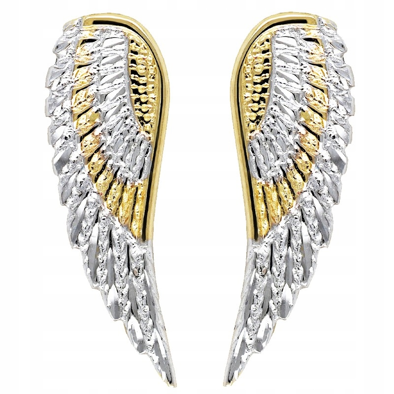 ZŁOTE KOLCZYKI Skrzydła Anioła próba 585+GRATIS