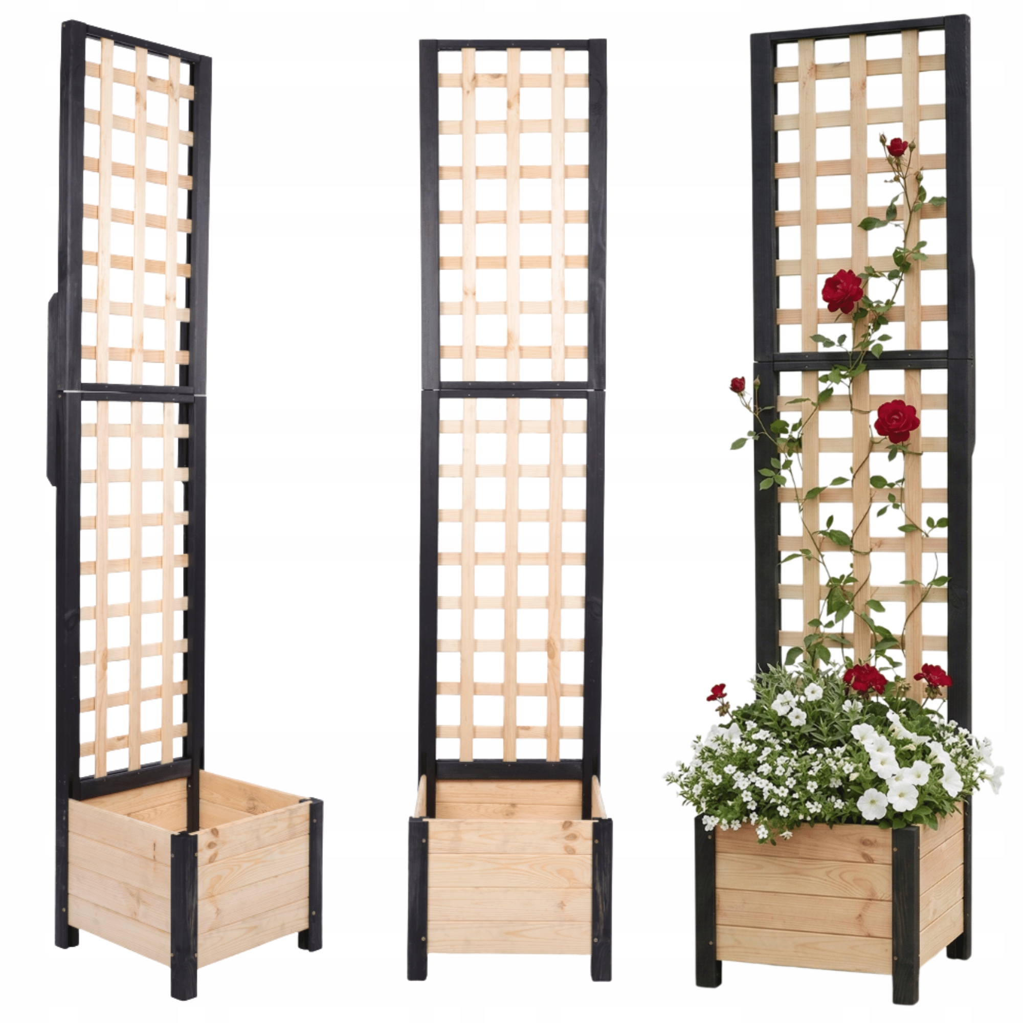 Drevená pergola, vysoký kvetináč, krabička na kvety 190x40x40 na nohách