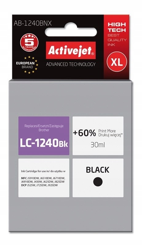 Activejet AB-1240BNX Tusz (zamiennik Brother LC1240BK/1220BK Supreme