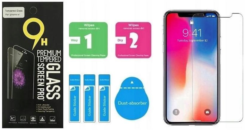 

Szkło Hartowane 9H do iPhone Xr 11 Zestaw