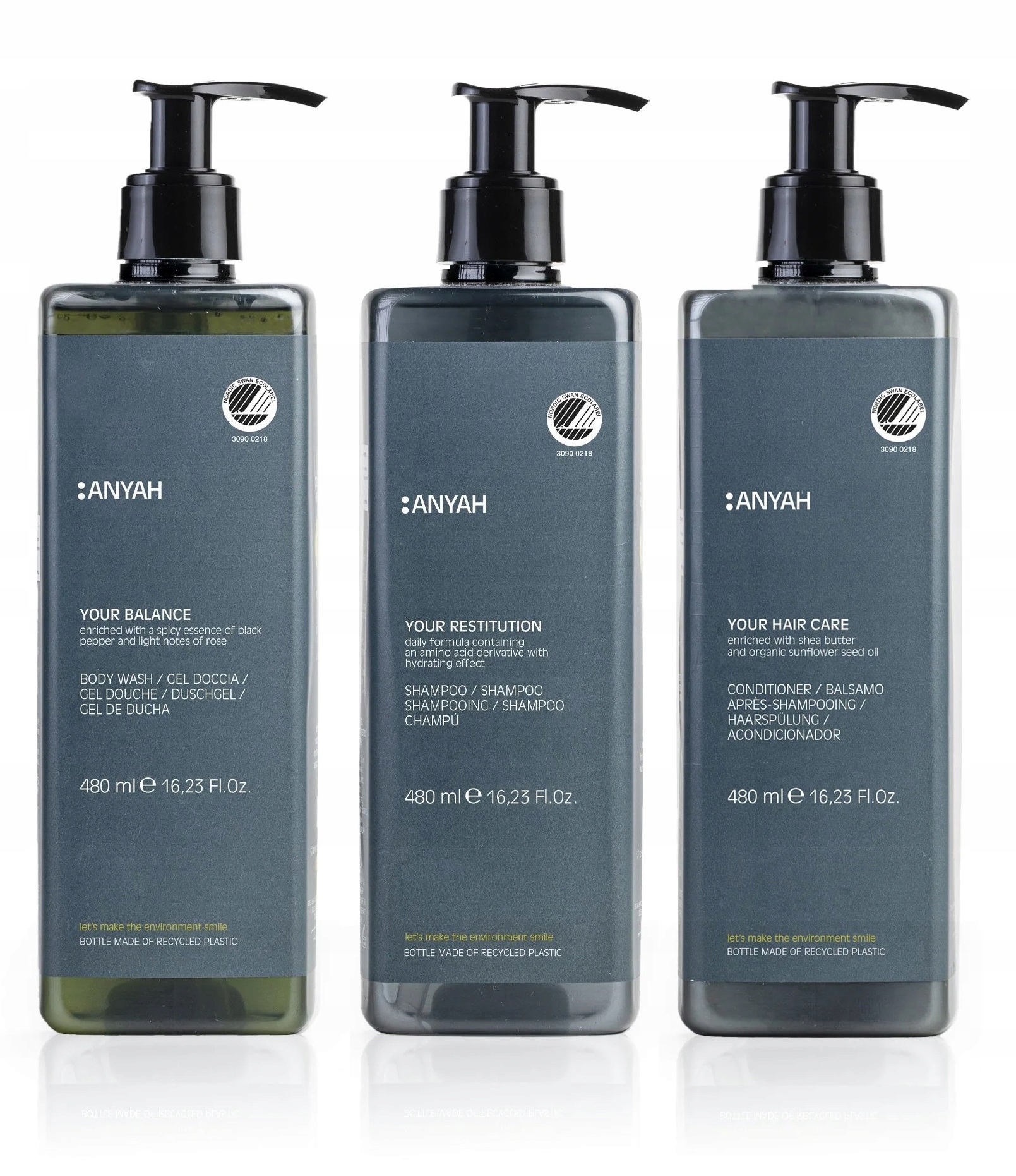 Zestaw Kosmetyków do Kąpieli pod Prysznic do Spa 3x480 ml Anyah