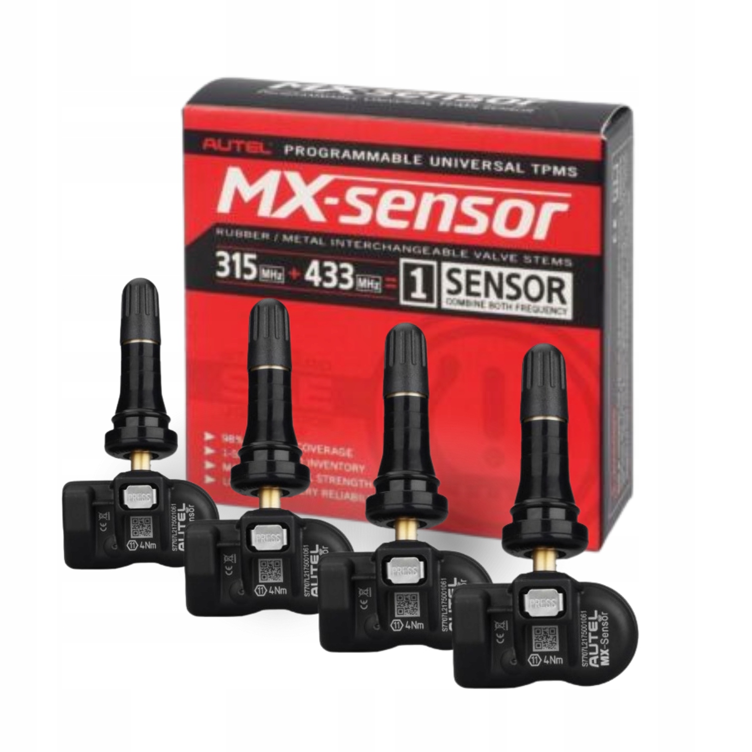 

Autel Europa Usa 433/315MHz czujnik Tpms guma 4szt