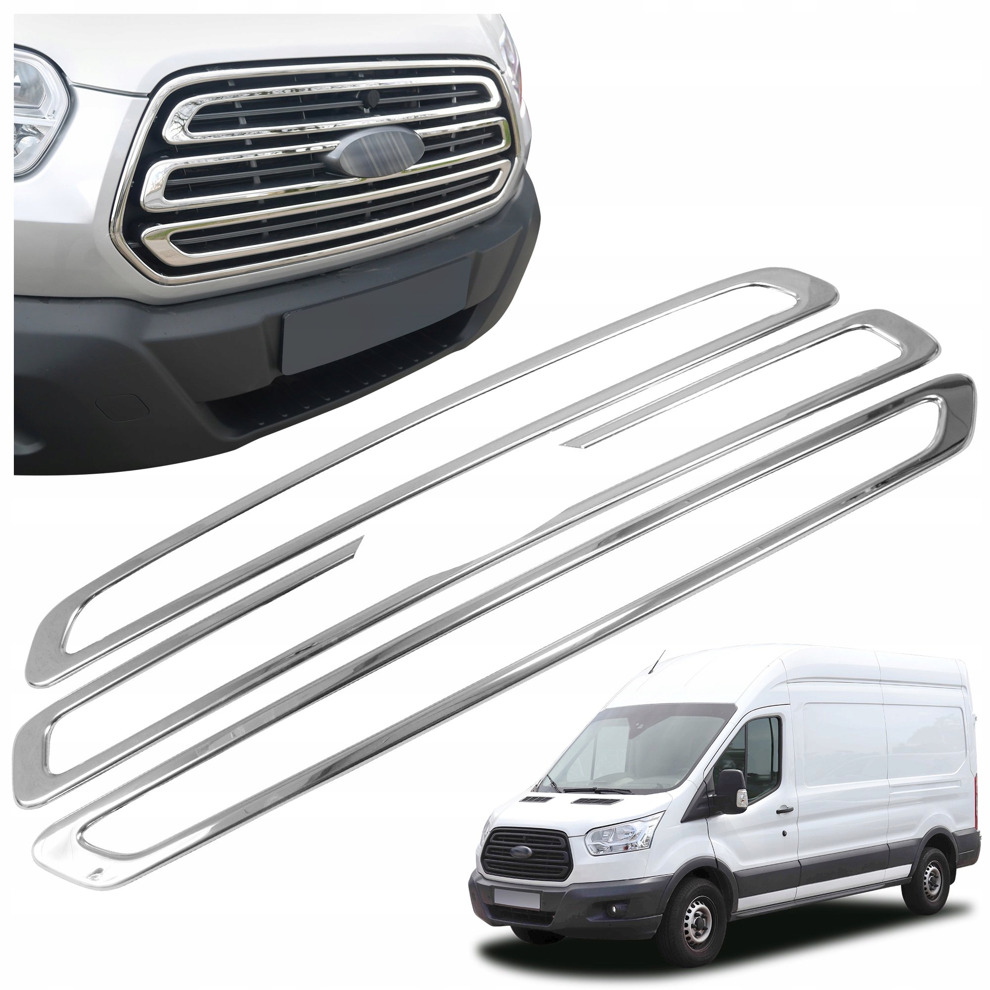 Lišty atrapy predného maskovania grilu pre Ford Transit VII 2014-2019