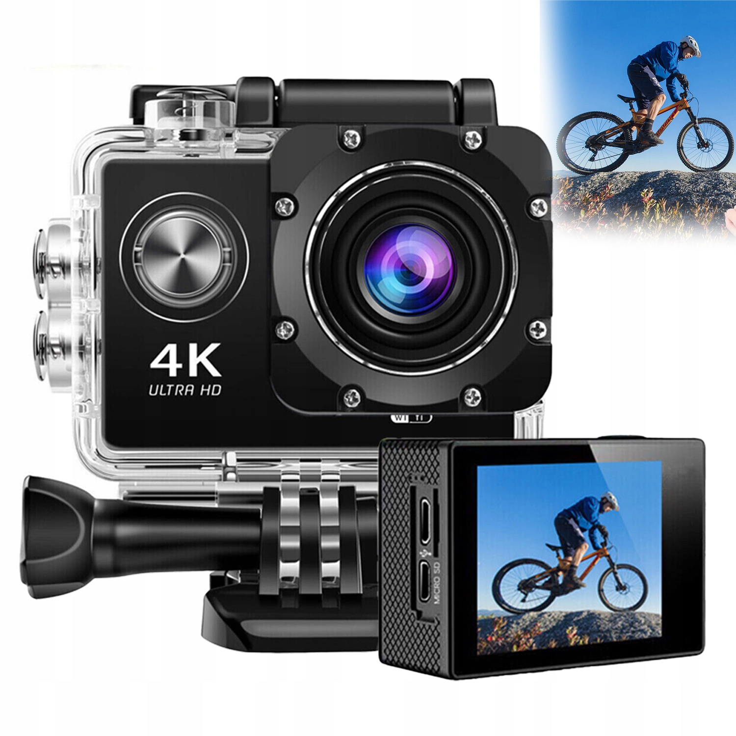 Sportovní Kamera Full Hd 4K Wifi Podvodní Voděodolná Kamera
