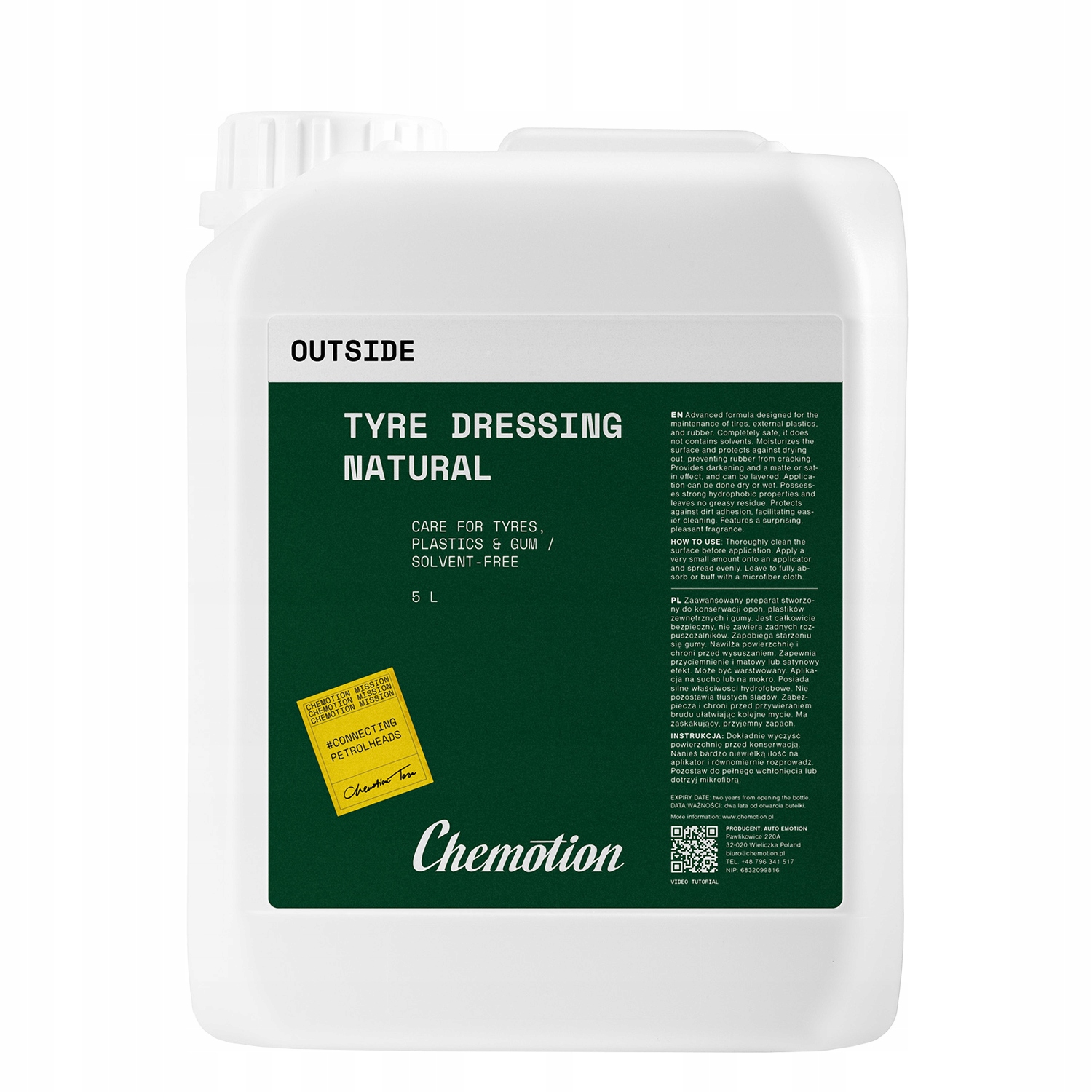 CHEMOTION TYRE DRESSING NATURAL 5000ml do opon i plastików zewnętrznych EAN (GTIN) 5904121181301