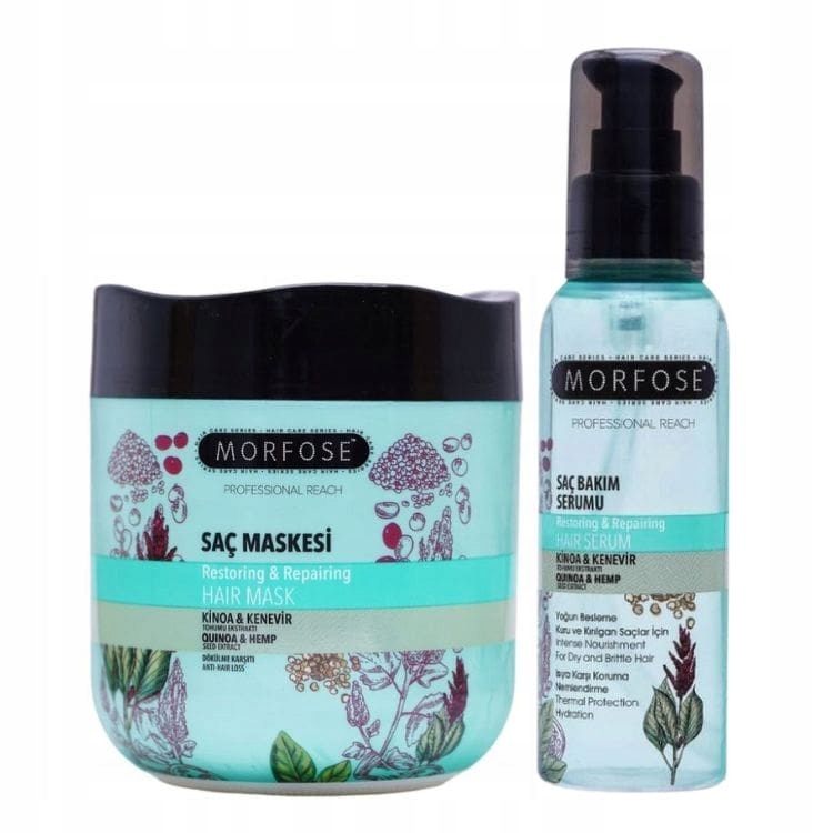 Morfose Quinoa & Hemp Hair Sada Maska Na Vlasy 500 ML Sérum 100 ML