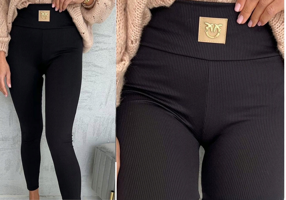 Legginsy Prążkowane Damskie Bawełniane wysoki stan Marka inna