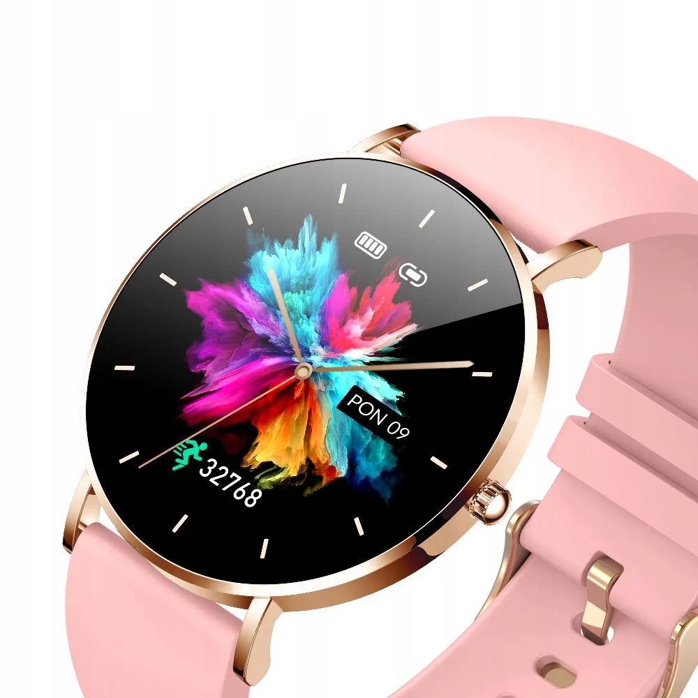 SMARTWATCH ZEGAREK DAMSKI RÓŻ AMOLED ALEXA + PASEK Kształt koperty okrągła