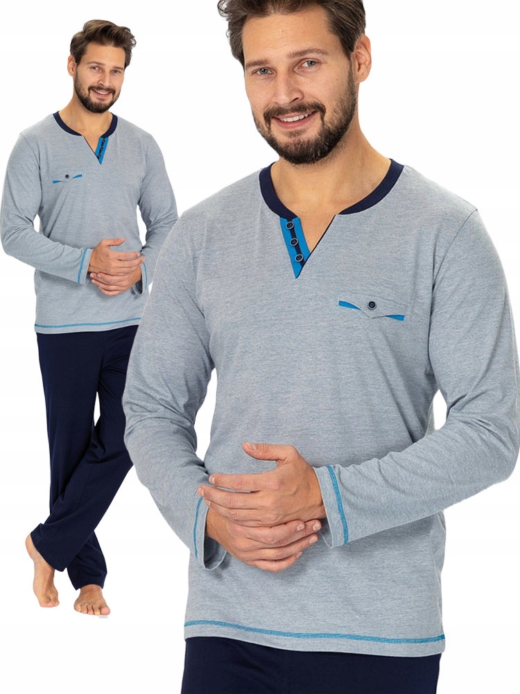 Hotberg Roch elegantní dlouhé pánské pyžamo modré XXL