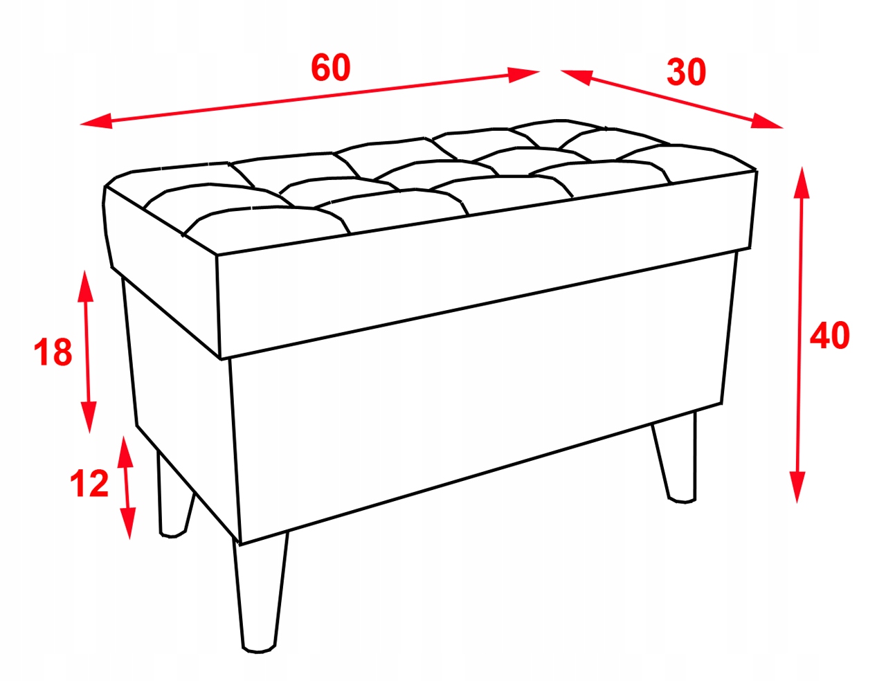 PUFA OTWIERANA 60 cm SCHOWEK ŁAWKA SKRZYNIA POJEMNIK KUFER SZARA CIEMNA Kolekcja Florencja