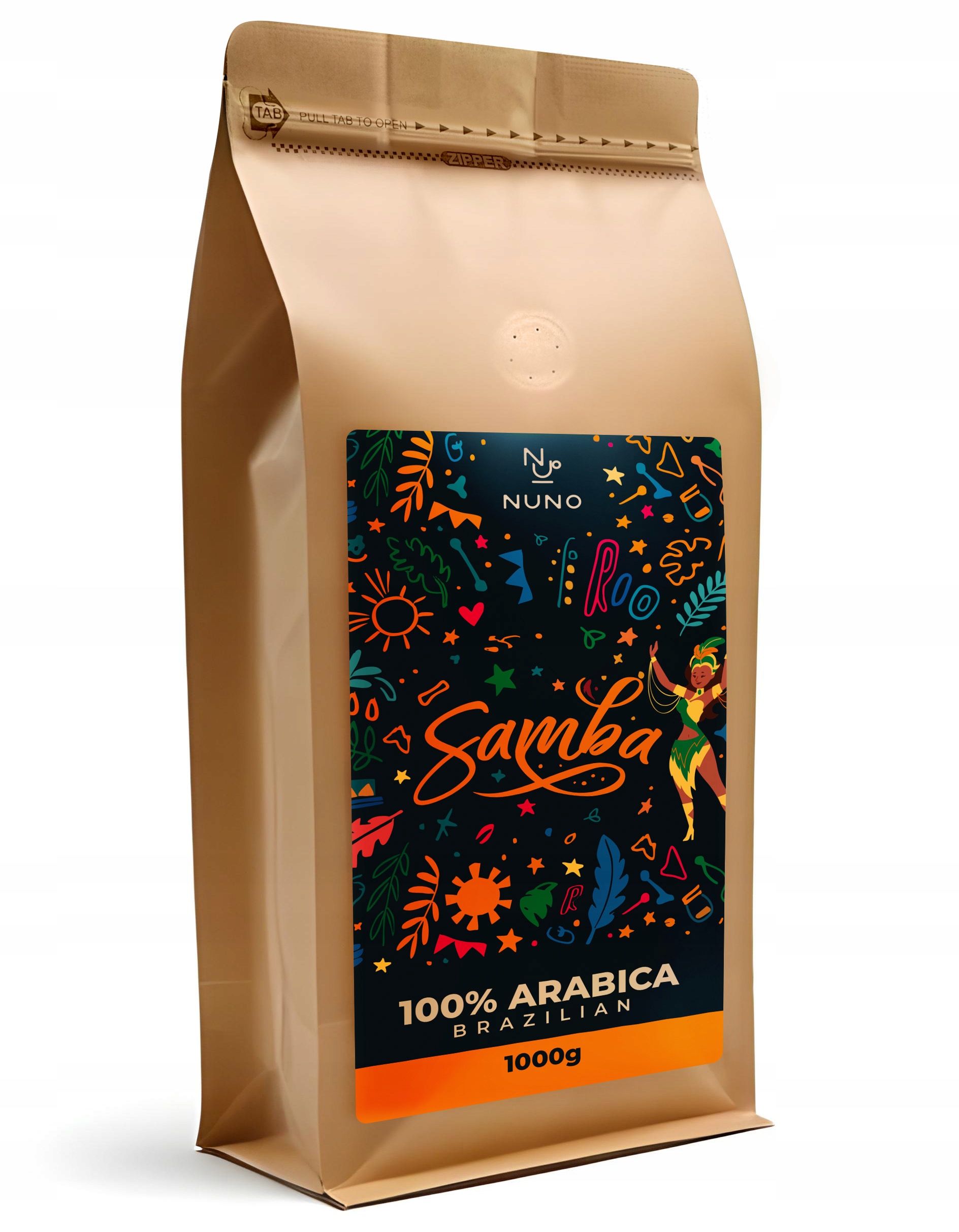 Levně Káva zrnková 100% Arabica Nuno Samba Brazilia 1 kg, čerstvě pražená
