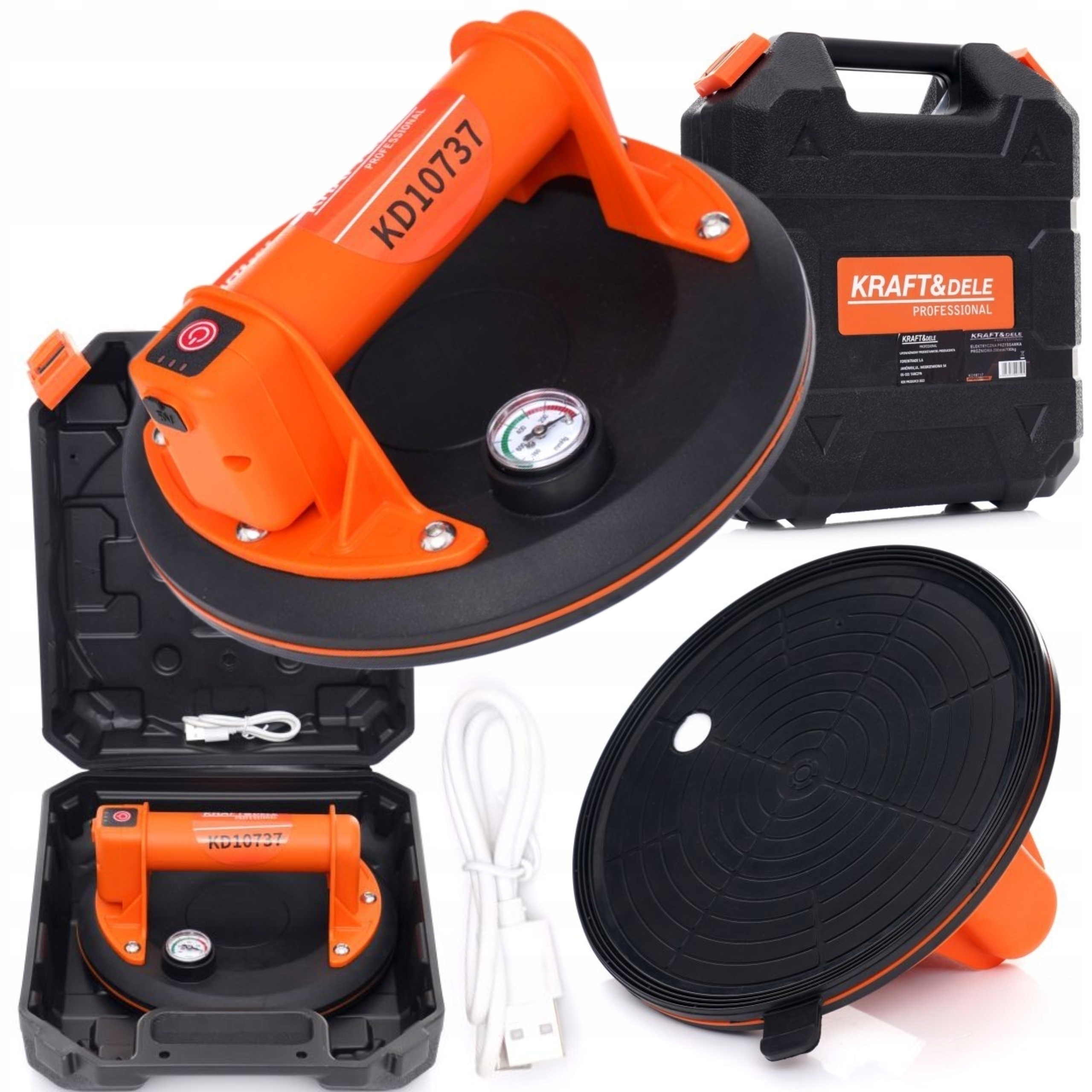 Przyssawka Automatyczna Do Glazury Płytek Szyb Manometr 200mm Akumulatorowa