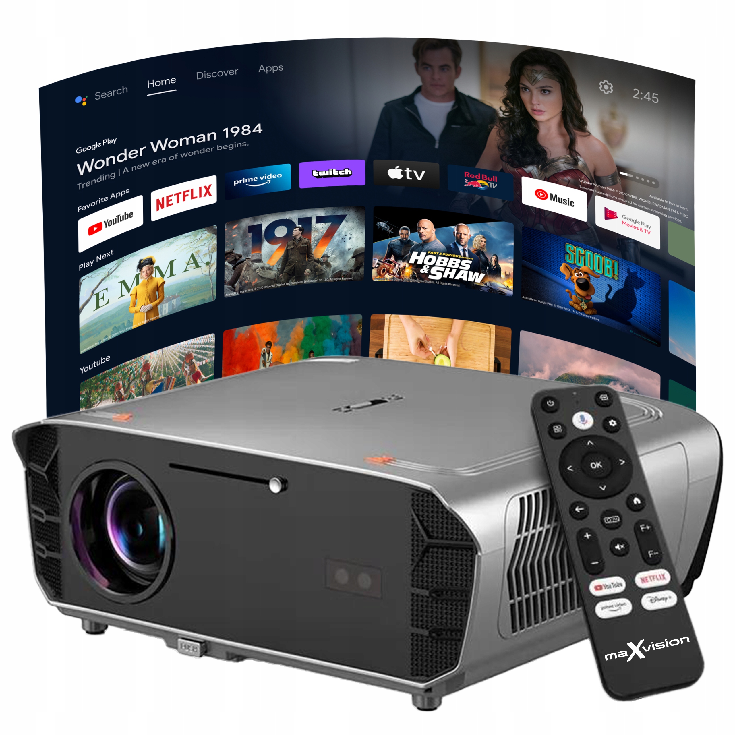 Rzutnik Projektor Led Android 14 maXvision A9G Pro 1550 Ansi 4K Nfc