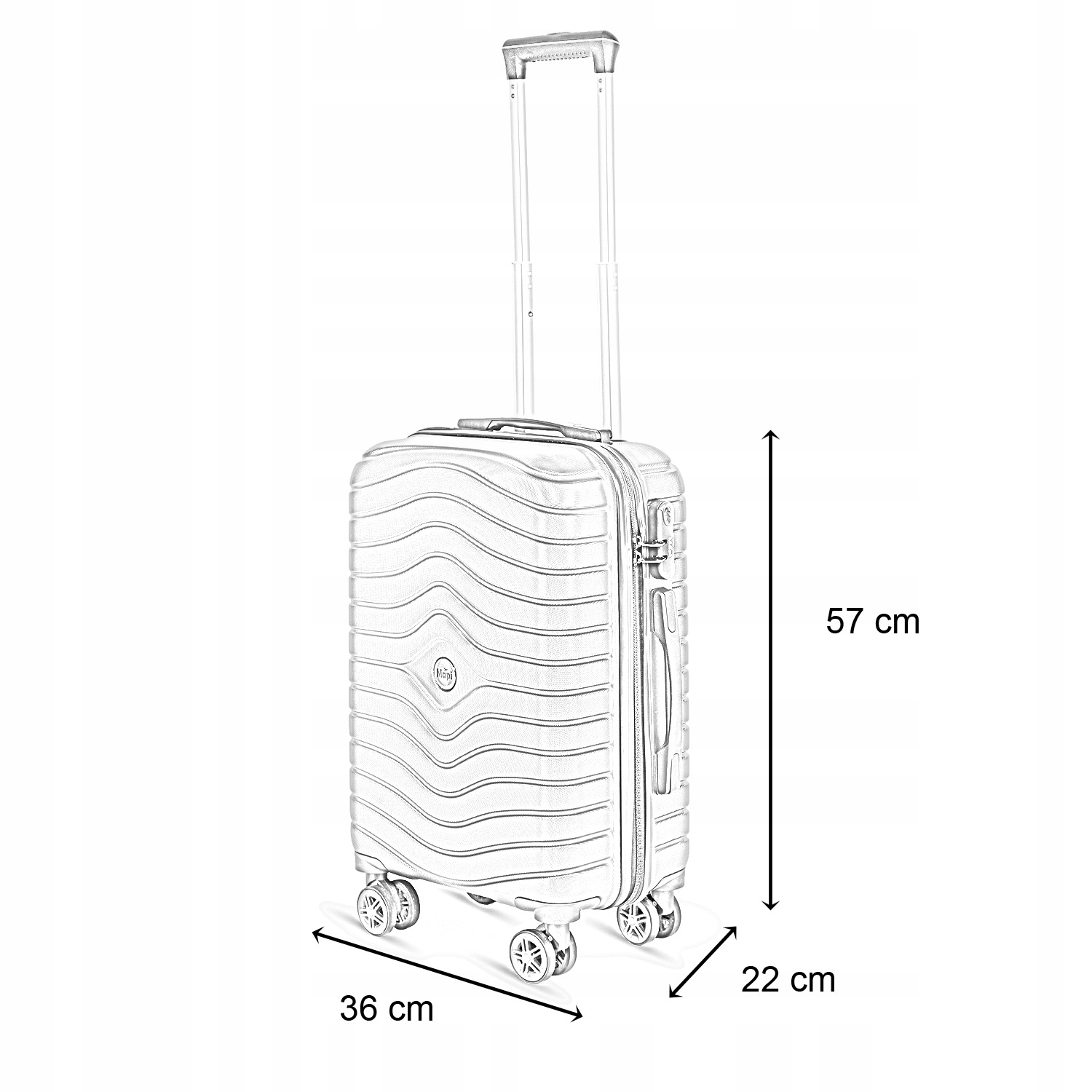 Walizka Podróżna Kabinowa na Kółkach 35L + Kosmetyczka ABS PREMIUM Mapi Wysokość 57 cm