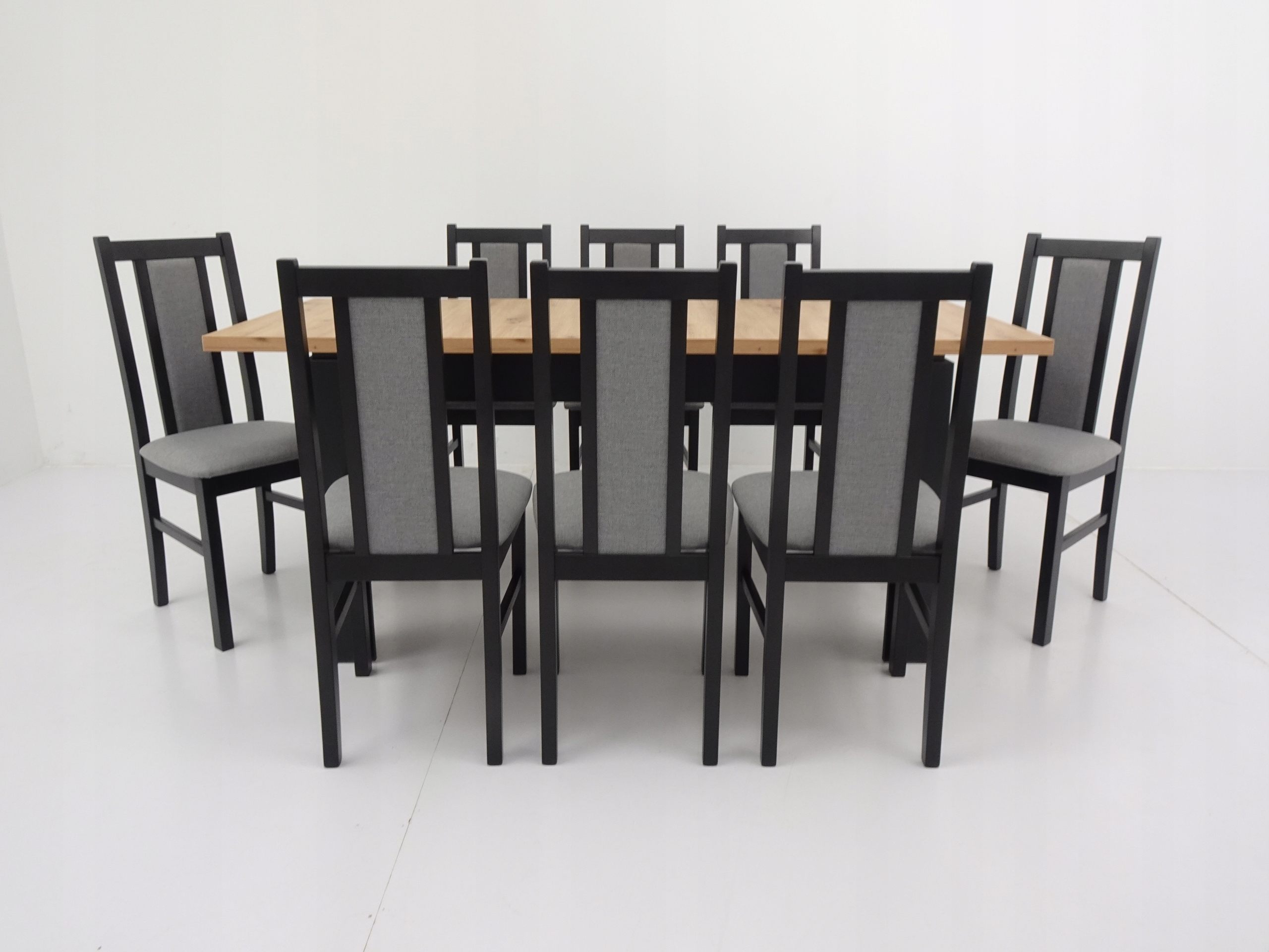 DUŻY zestaw 8x klasyczne krzesła tapicerowane + KUCHENNY stół dąb ARTISAN Szerokość stołu 80 cm