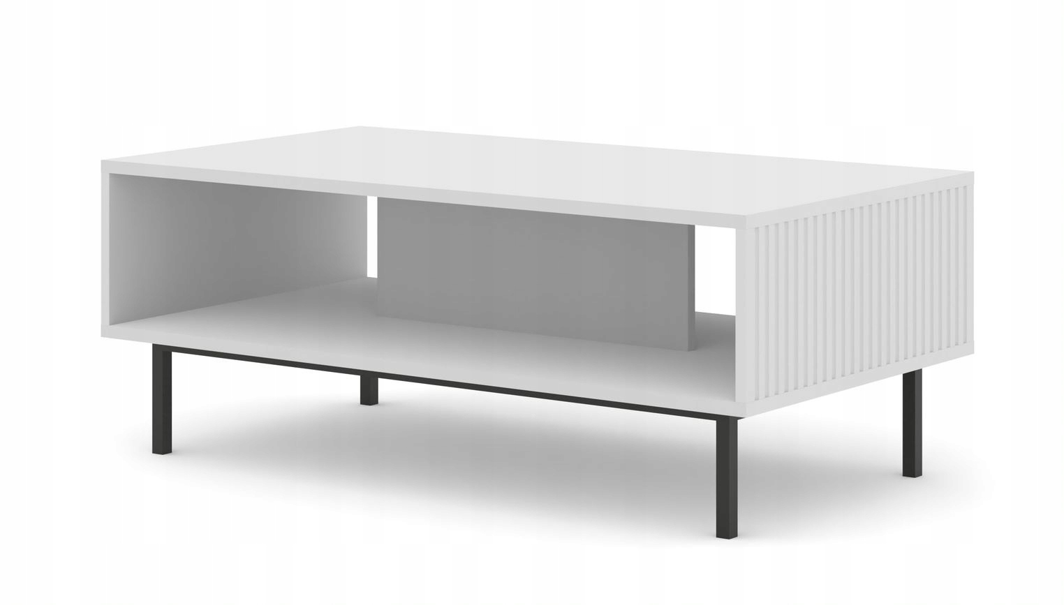 Stolik kawowy Ravenna B 90x60 biały mat na czarnej ramie
