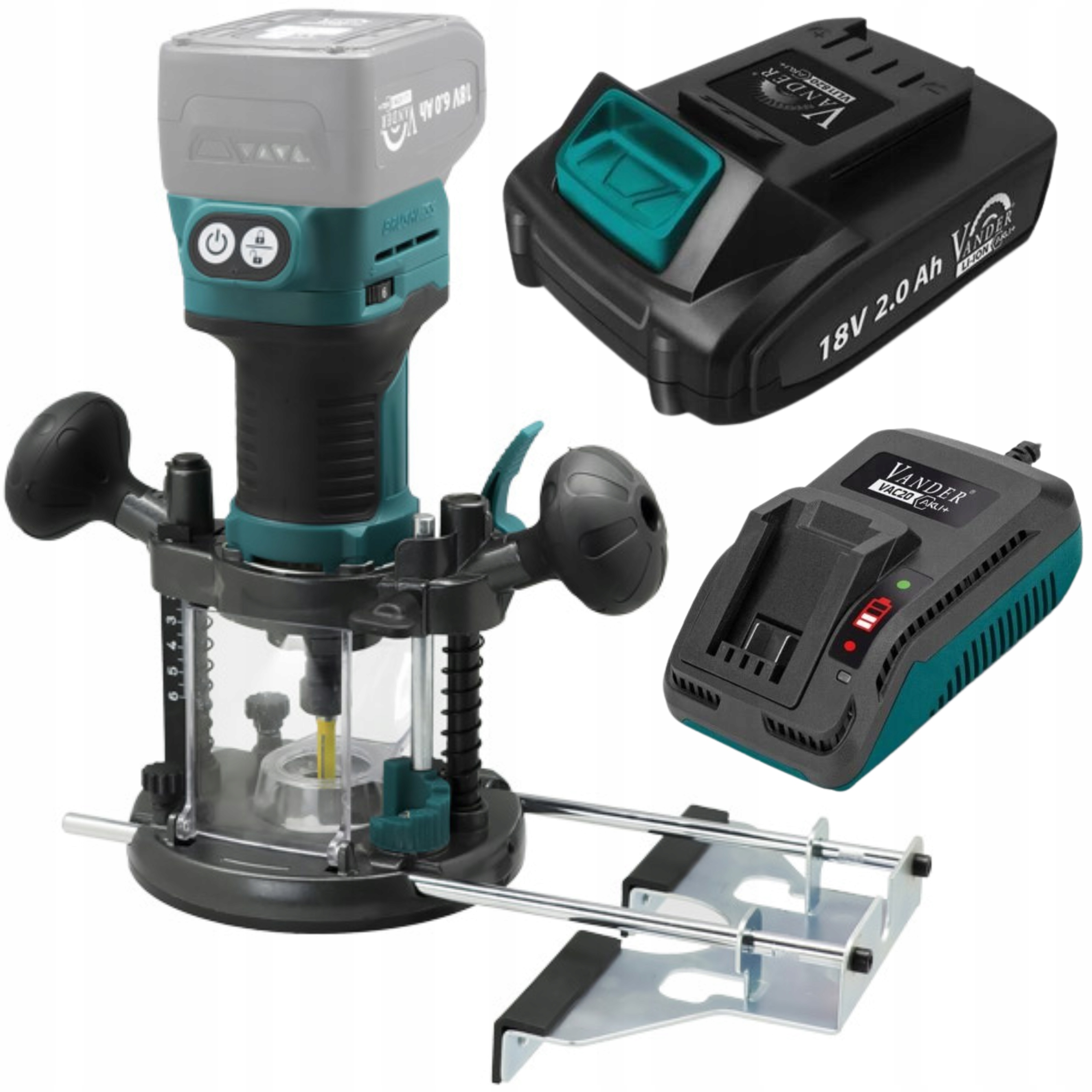 FREZARKA Górnowrzecionowa akumulatorowa AKU+ 18V 2,0Ah 6/8mm Vander