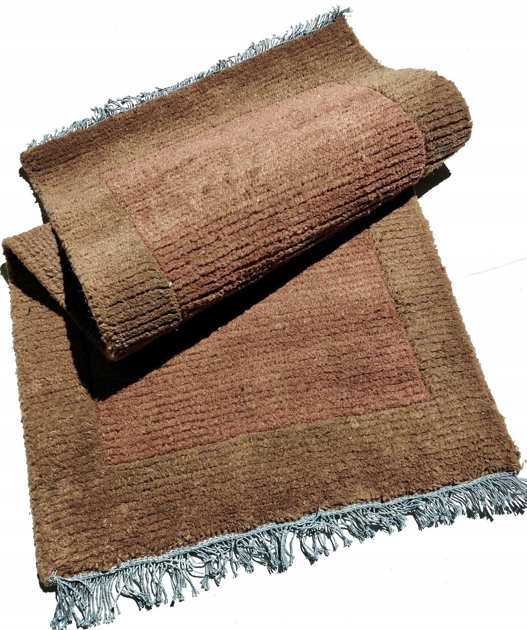 Bardzo gruby ciepły 100% Naturalny Dywan Wełniany 70x140 BOHO Handmade