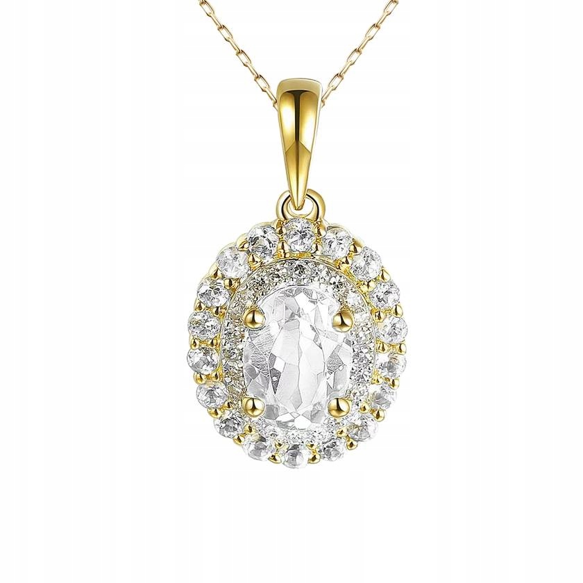 Złota Zawieszka Biały Topaz i Diamenty 585