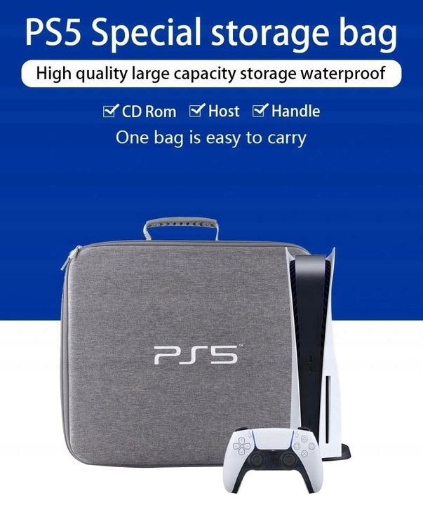 TORBA PODRÓŻNA DO PRZECHOWYWANIA KONSOLI PS5 SZARA Typ adapter