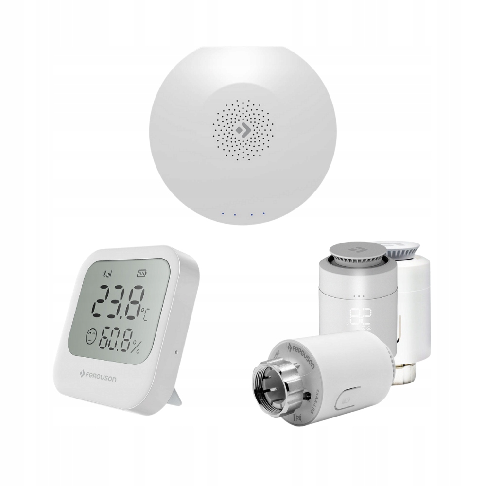 3x Termostatická hlavica Snímač teploty Centrála Smart Home