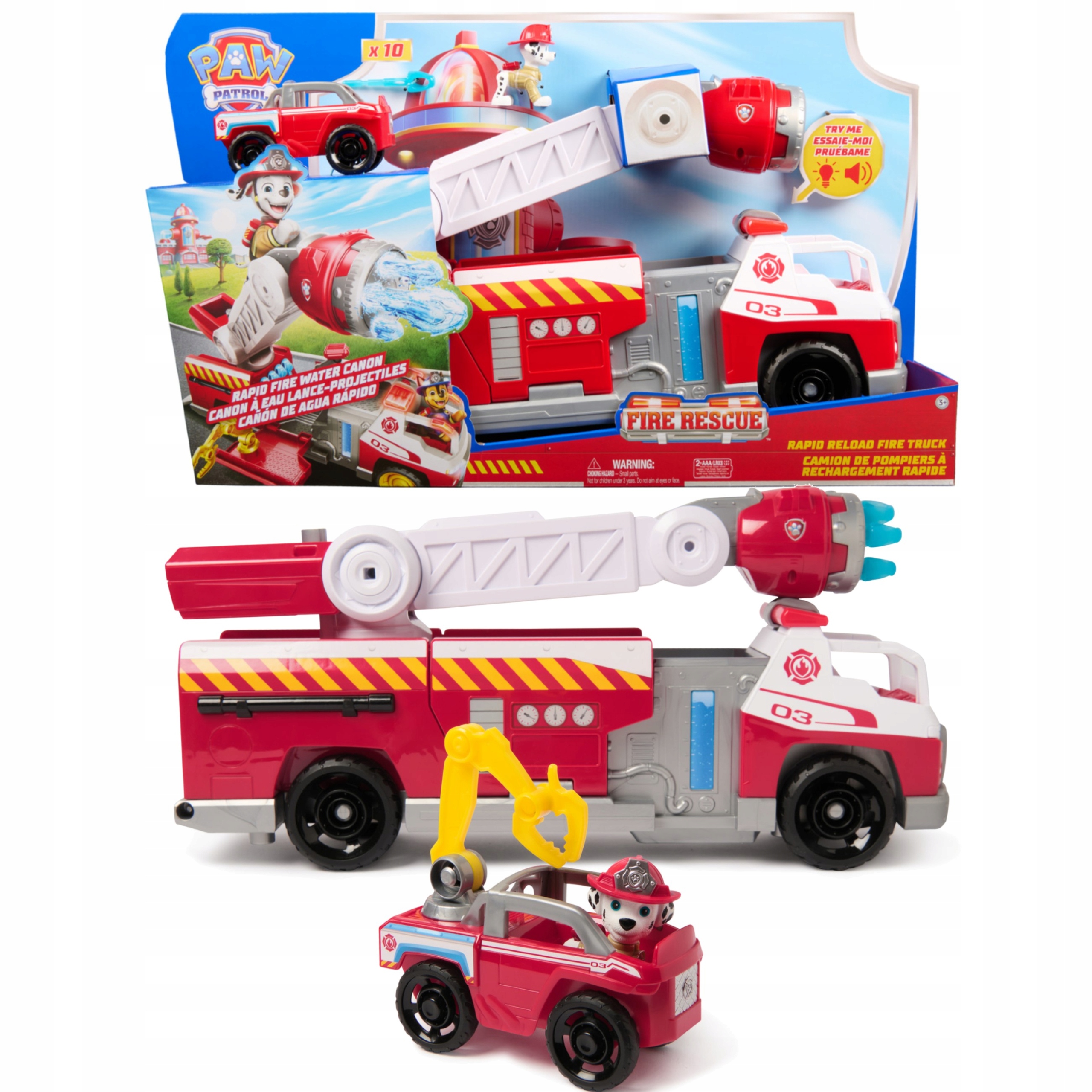 Psi Patrol Fire Rescue Pojazd Ratunkowy Deluxe Wóz Strażacki 50CM +marshall