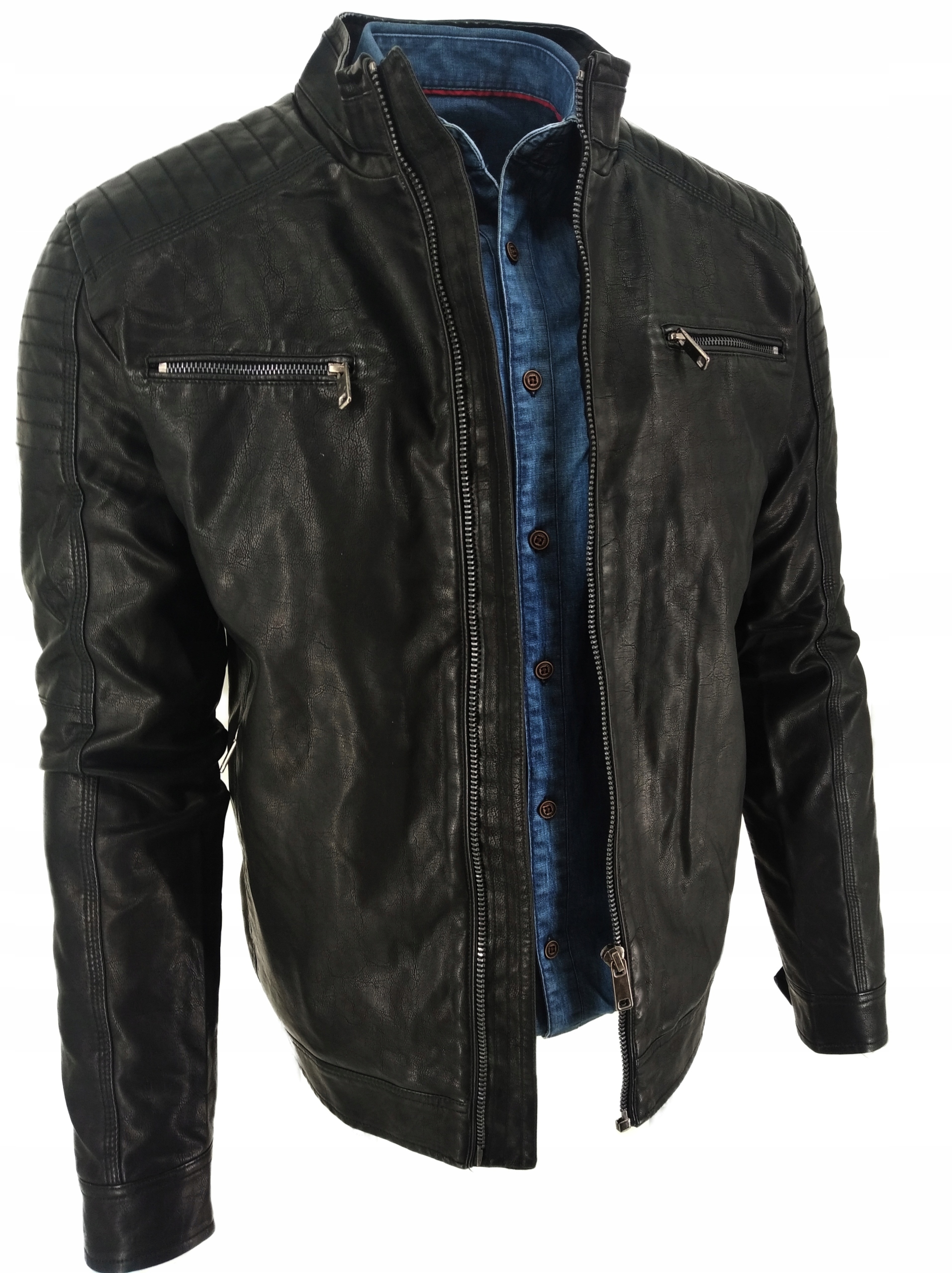 Pánská Bunda Černá Eko Kůže CAN832 M