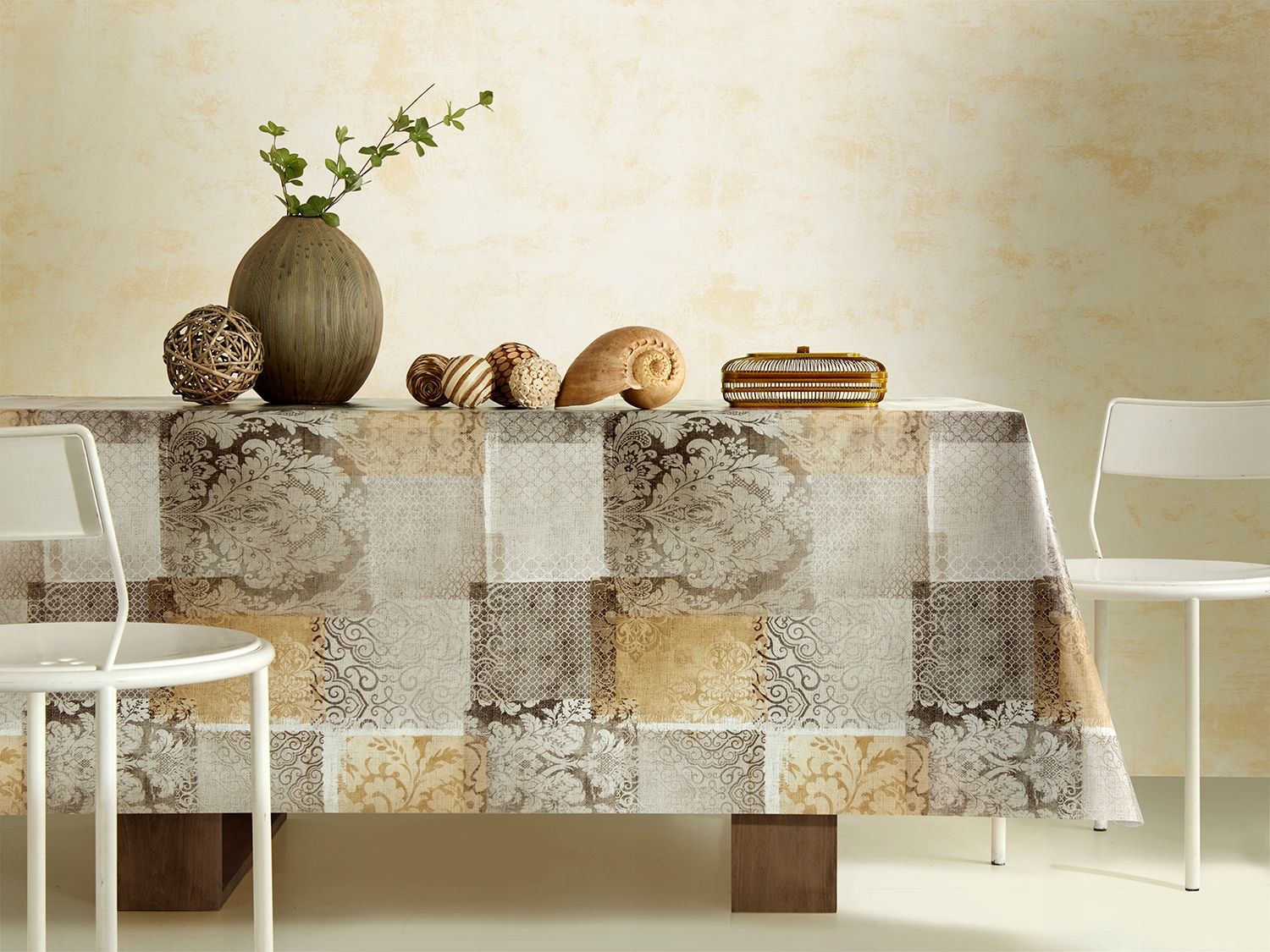 CERATA OBRUS NA STÓŁ WŁÓKNINA BEŻ BRĄZ 140x210