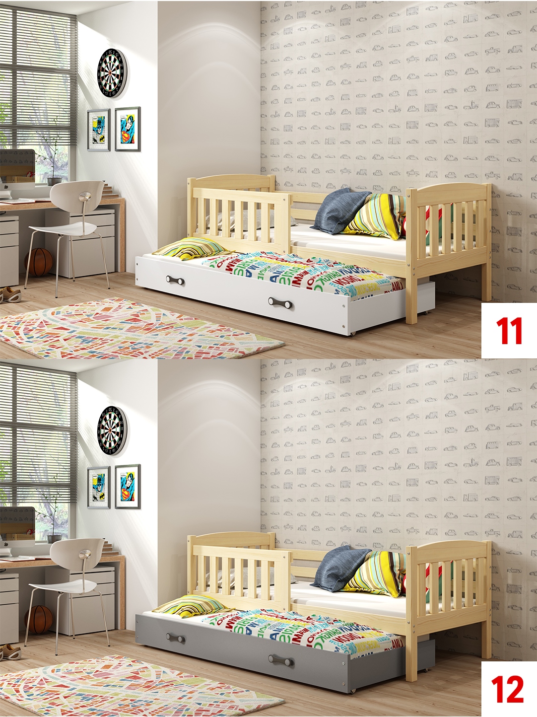Łóżko piętrowe dla dwójki dzieci Kubuś 190x80 Szerokość 87 cm