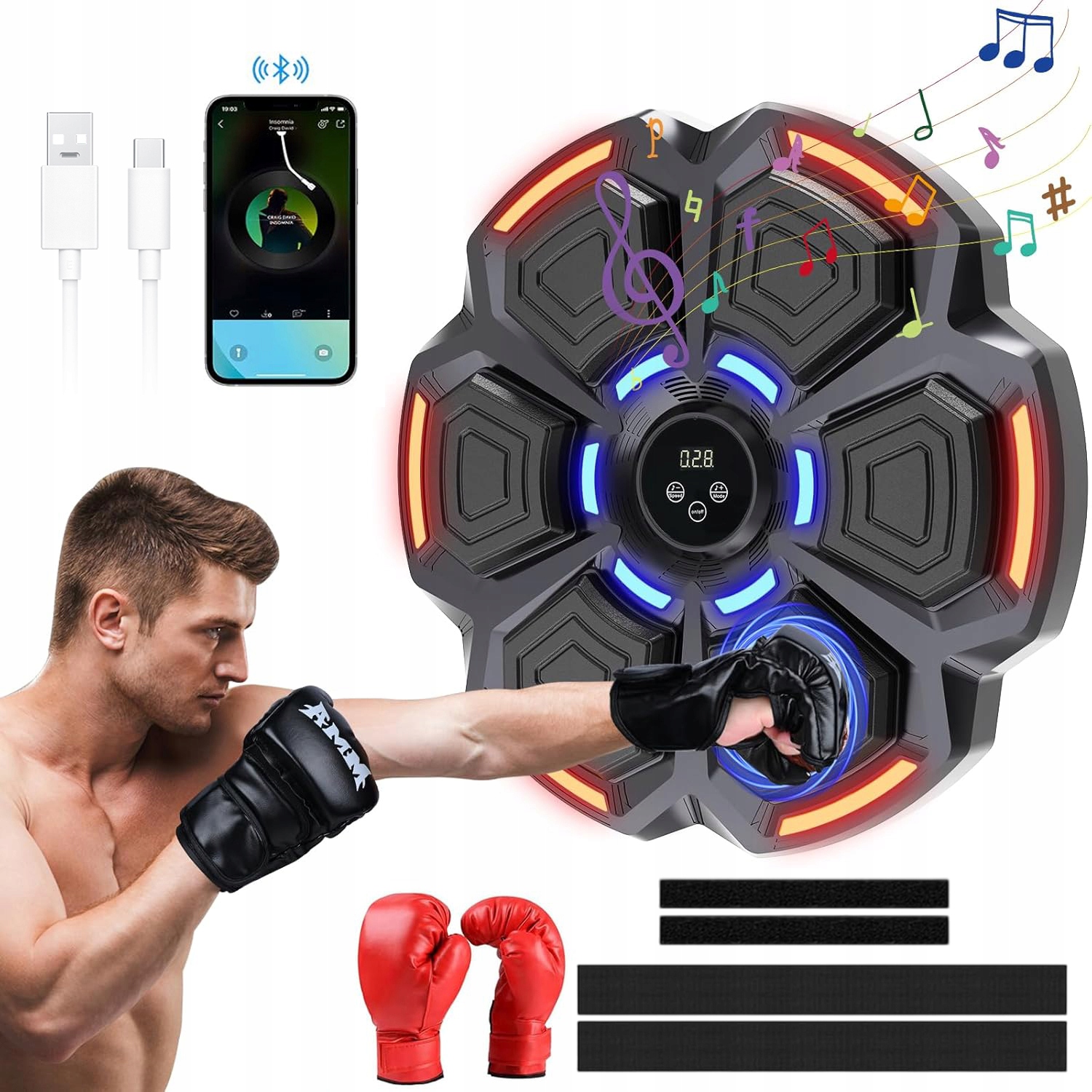 Elektronická Boxovací Mašinka S Tréninkovou Hudbou A Bluetooth