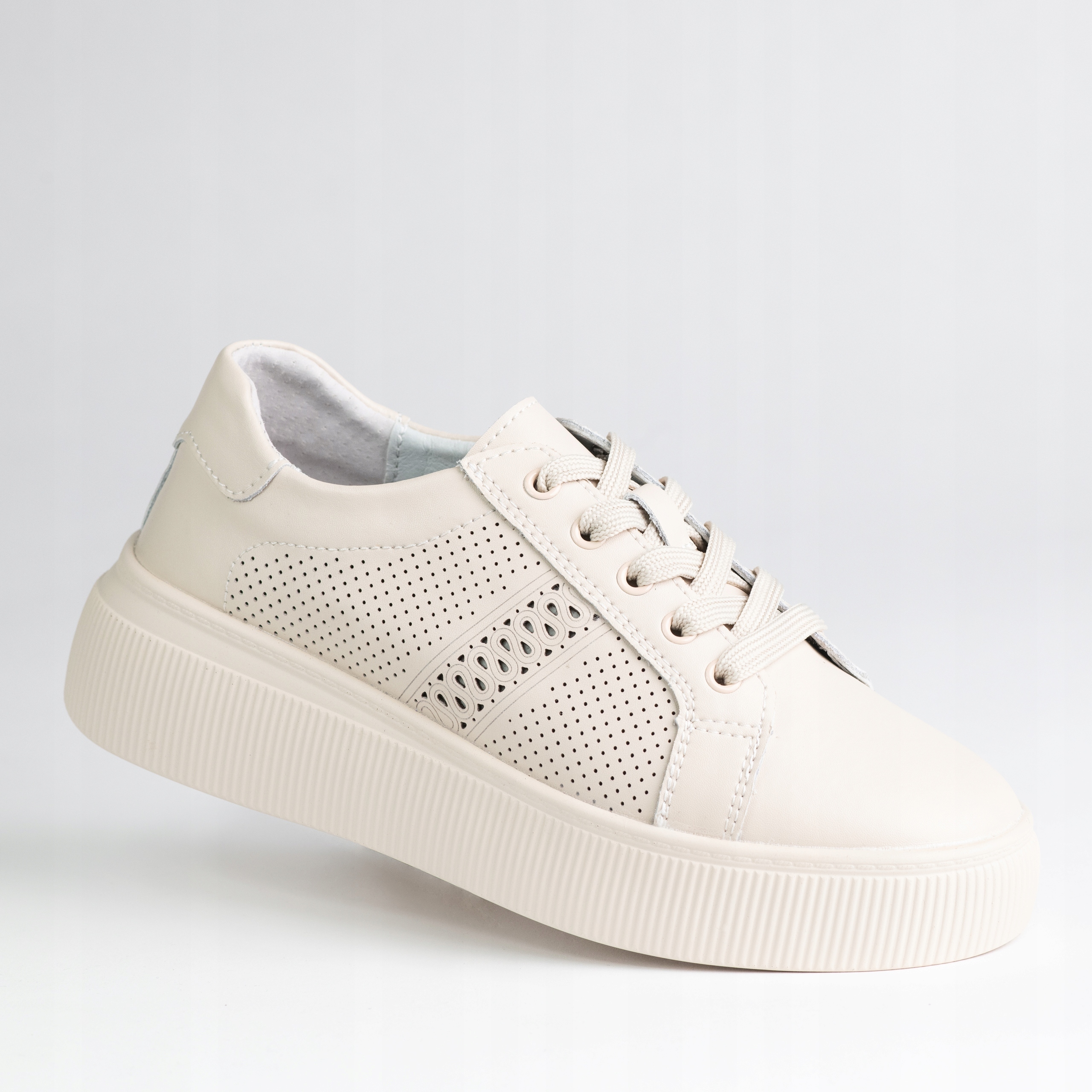 Dámské polobotky Goodin GD-LX1043 béžová přírodní kůže ažurová lehká 36