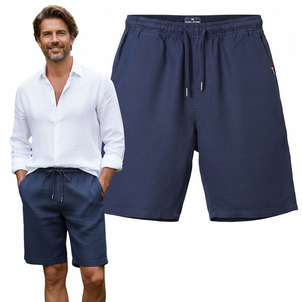 Pánské Kraťasy kraťasy s viskózou na léto Tape Námořnická Modrá 3XL Pako Jeans