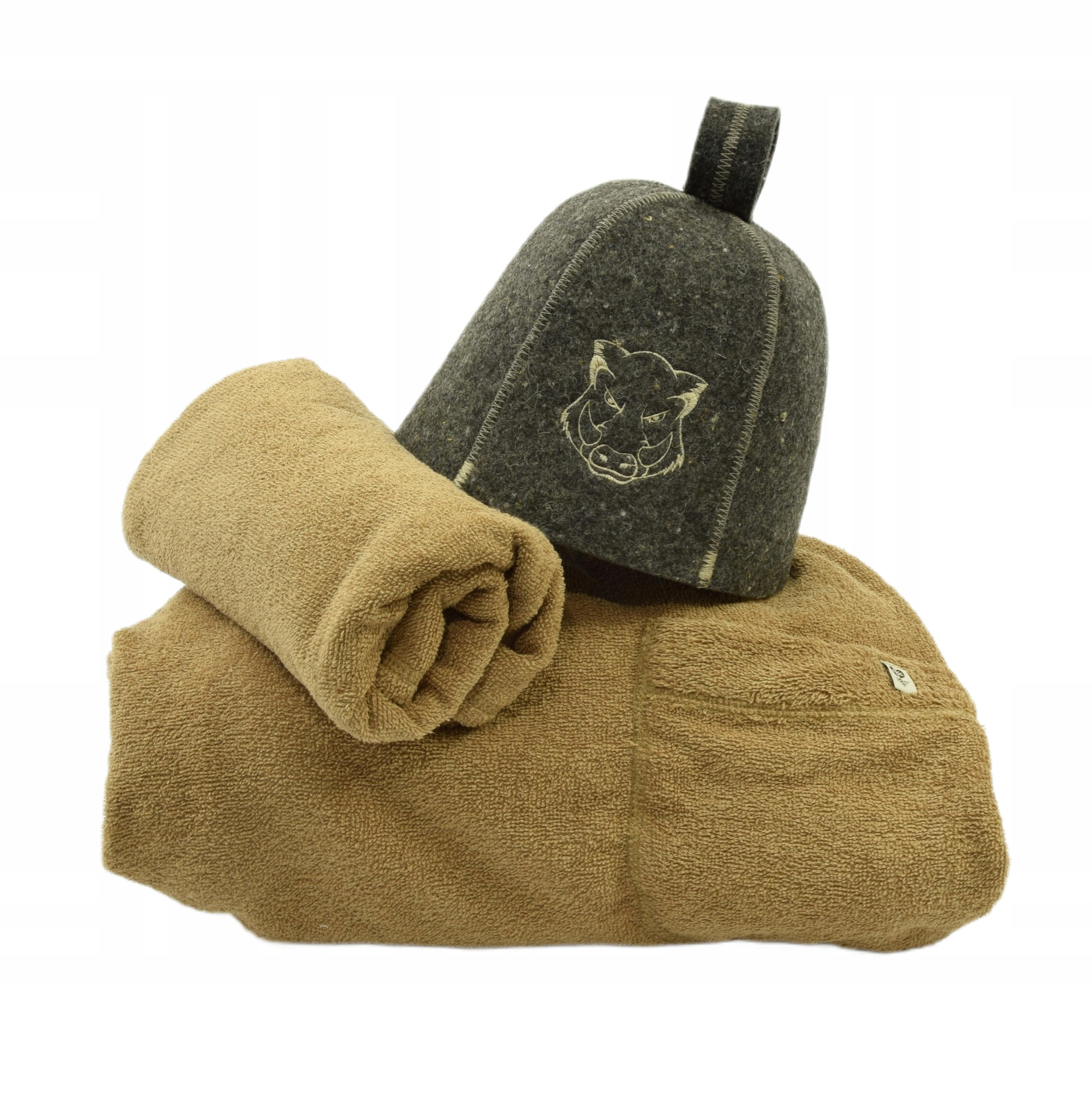 Čepice Klobouk Vlna Ručník do sauny Pánský set 3 cz vel L