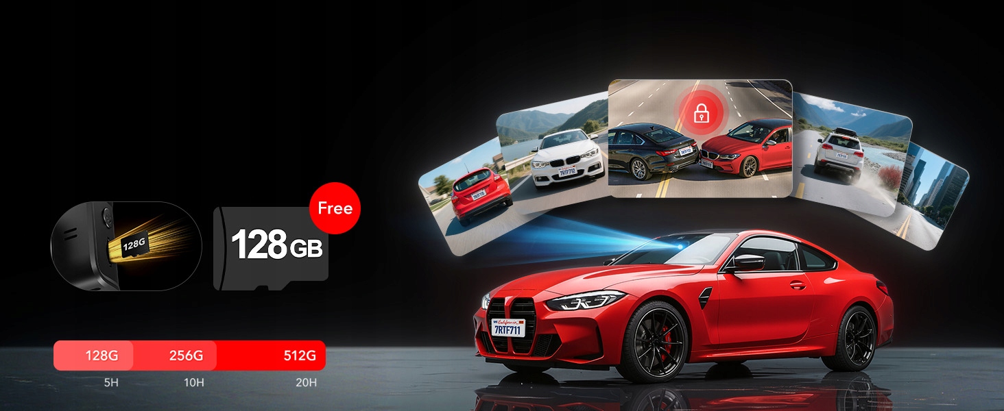 REDTIGER 4K Kamera Samochodowa Przód Tył Dotykowy Ekran GPS WiFi 128GB — miniatura 15