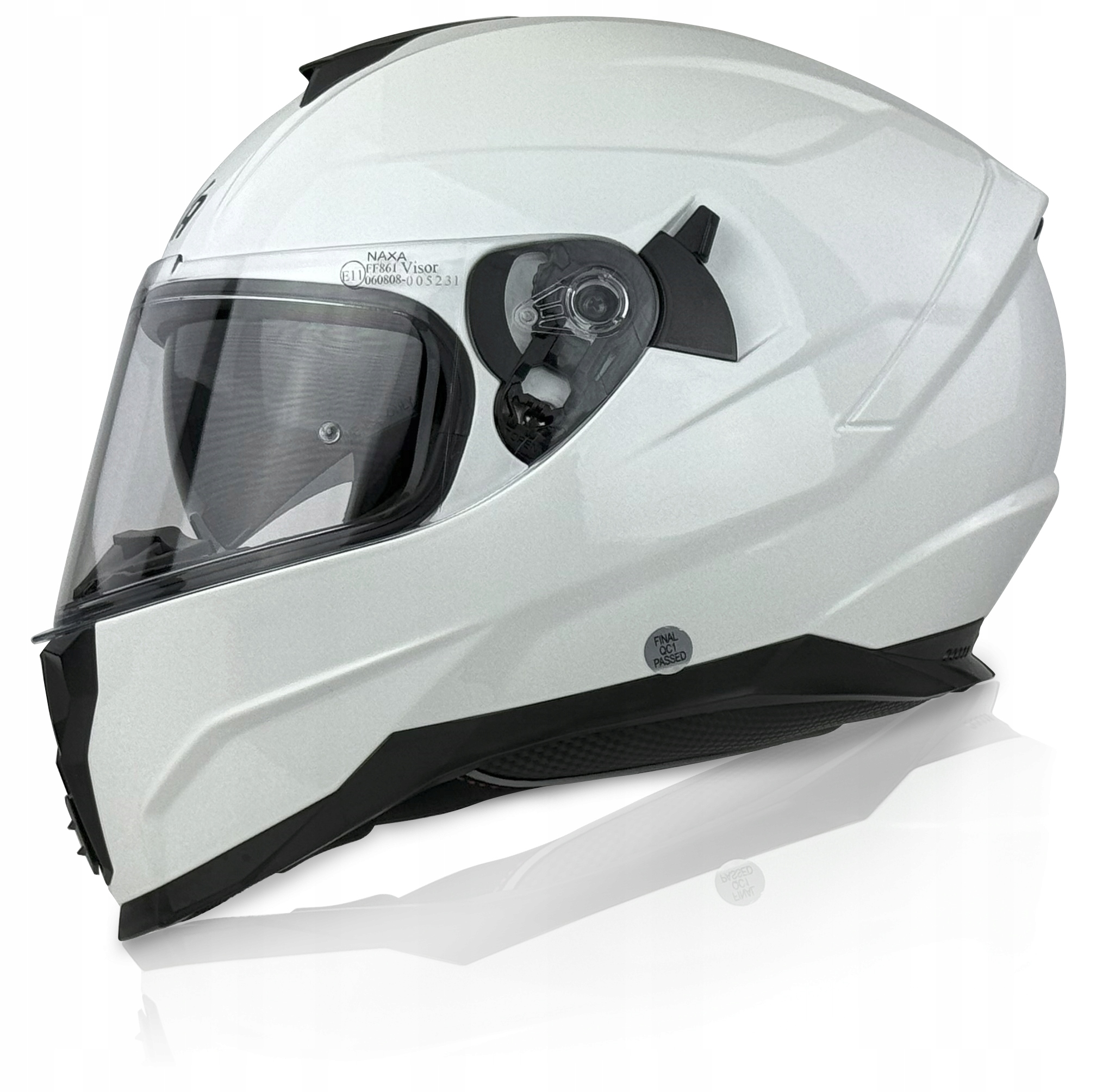Motocyklová Přilba Integrální Bílá Naxa F28 r.M Blenda Interkom Ready