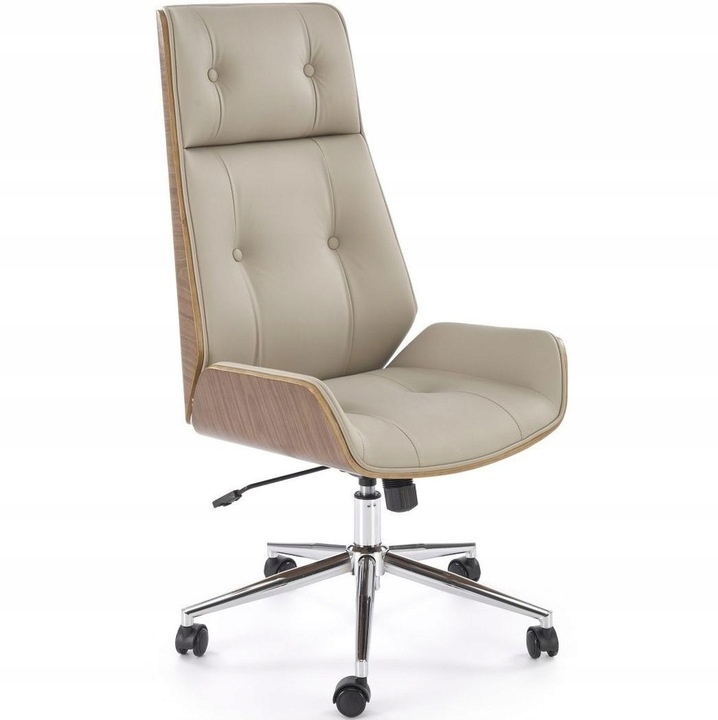 Fotel gabinetowy Webster beżowo-orzechowy biurowy