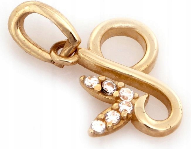 Zlatý přívěsek 585 Písmeno P se zirkony 0,56g zdobený přívěsek 14k