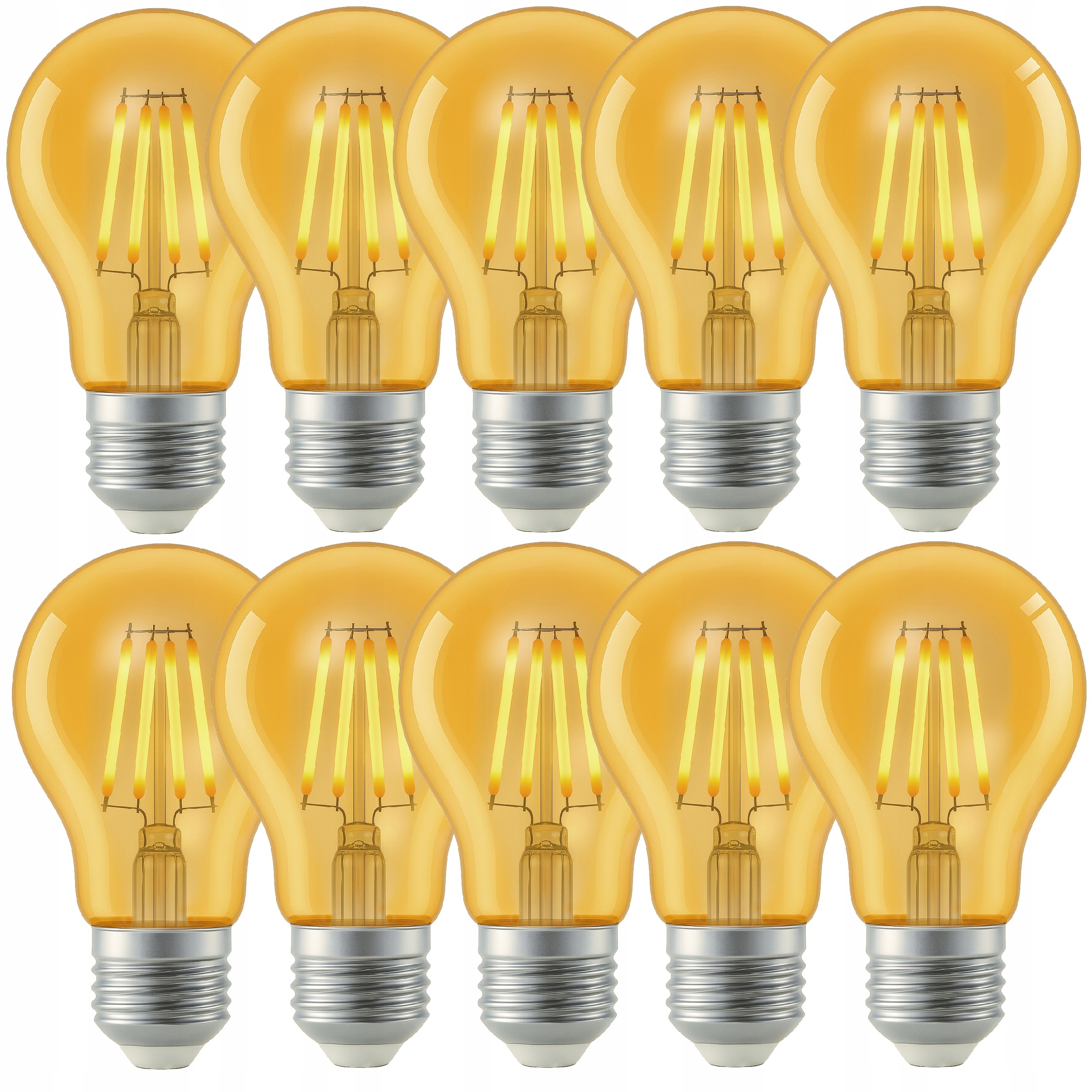 10x Led žárovka E27 6W 50W 660lm 3000K Ozdobná Filament Retro Amber