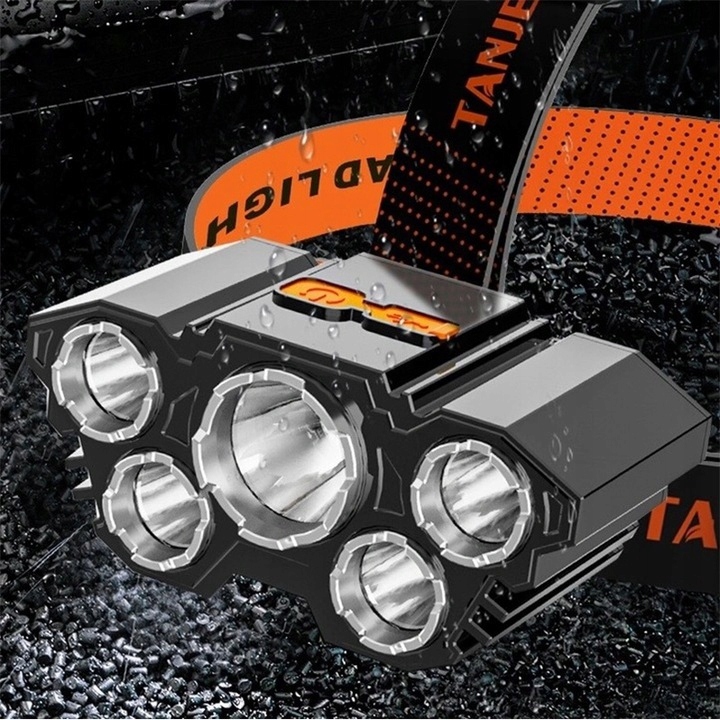 LATARKA CZOŁOWA 5x LED CZOŁÓWKA MOCNA USB Zasilanie akumulatorowe