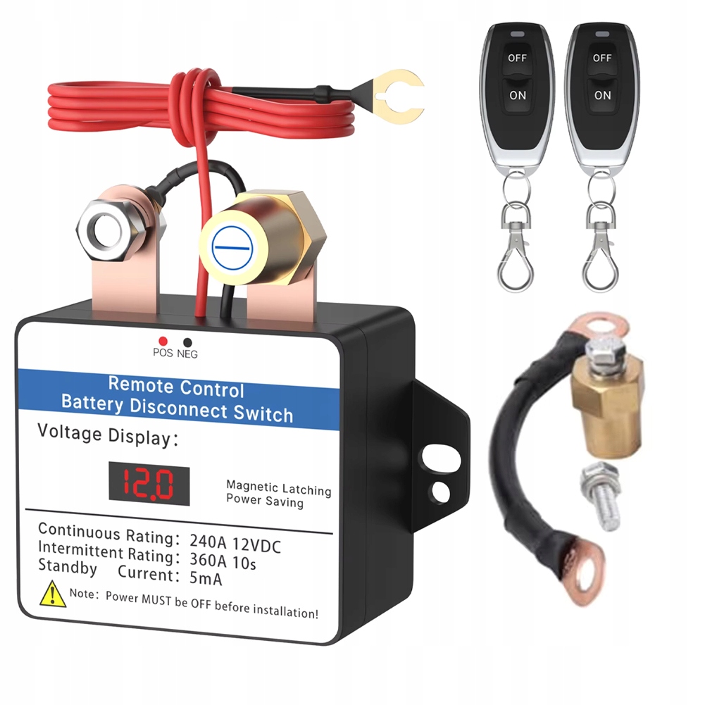 Dálkový Automatický Vypínač Odpojovač Baterie 12V/24V 240A 2X Dálkové Ovládání