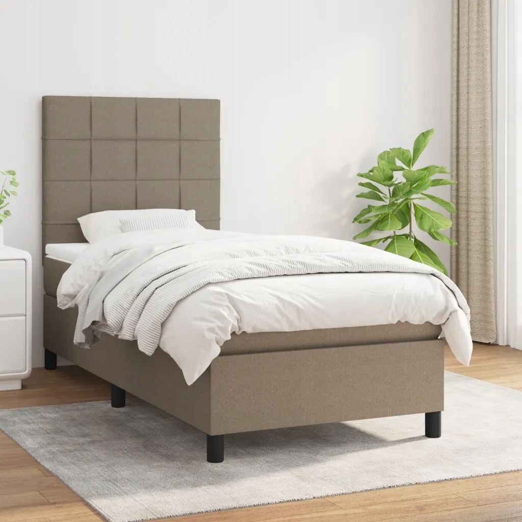 Box spring postel s matrací taupe 90x200 cm textil Hnědošedá 3141749