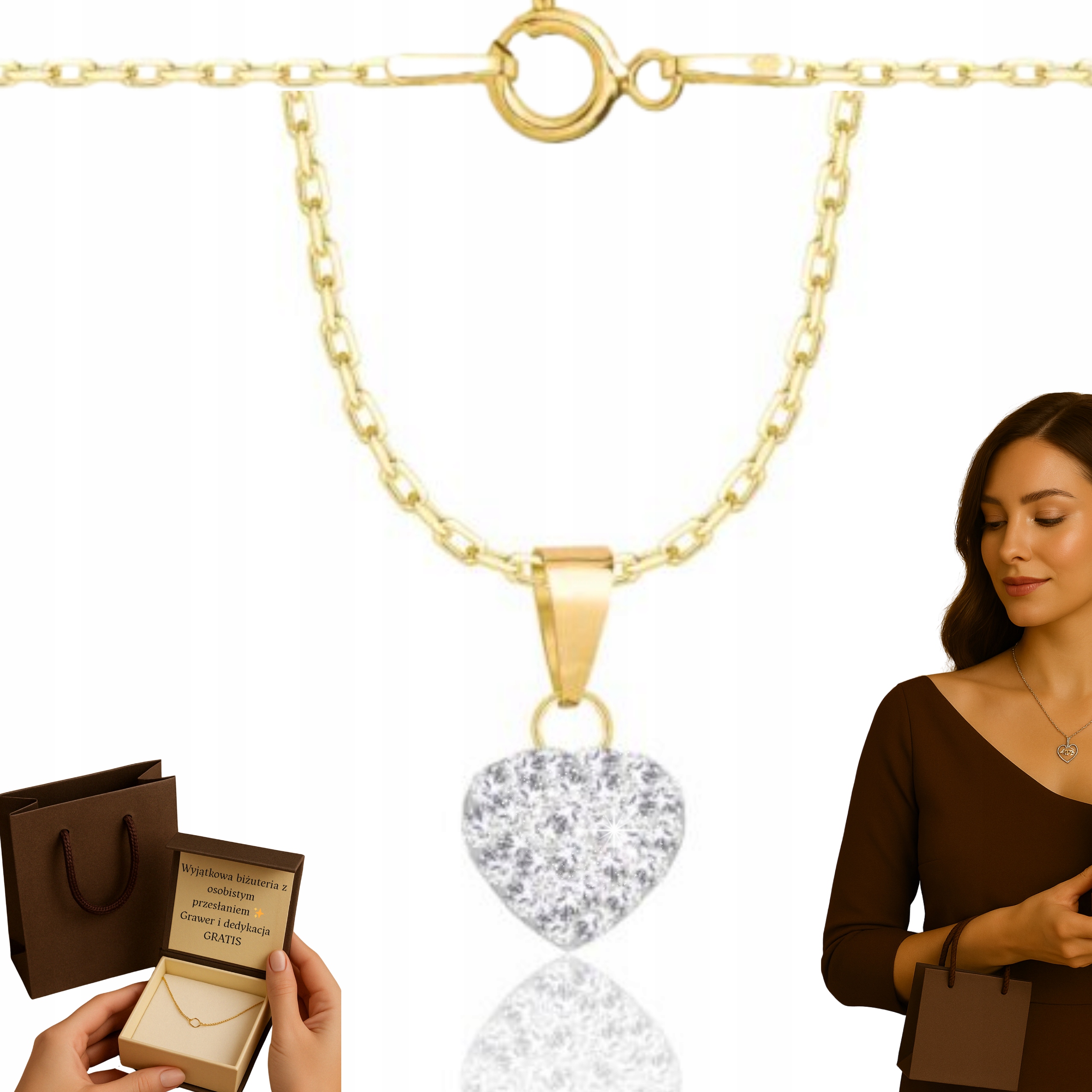 Dámský zlatý řetízek se Zirkony Řetízek , ankier 925 585 1,6 mm, Dárek Pro Ni