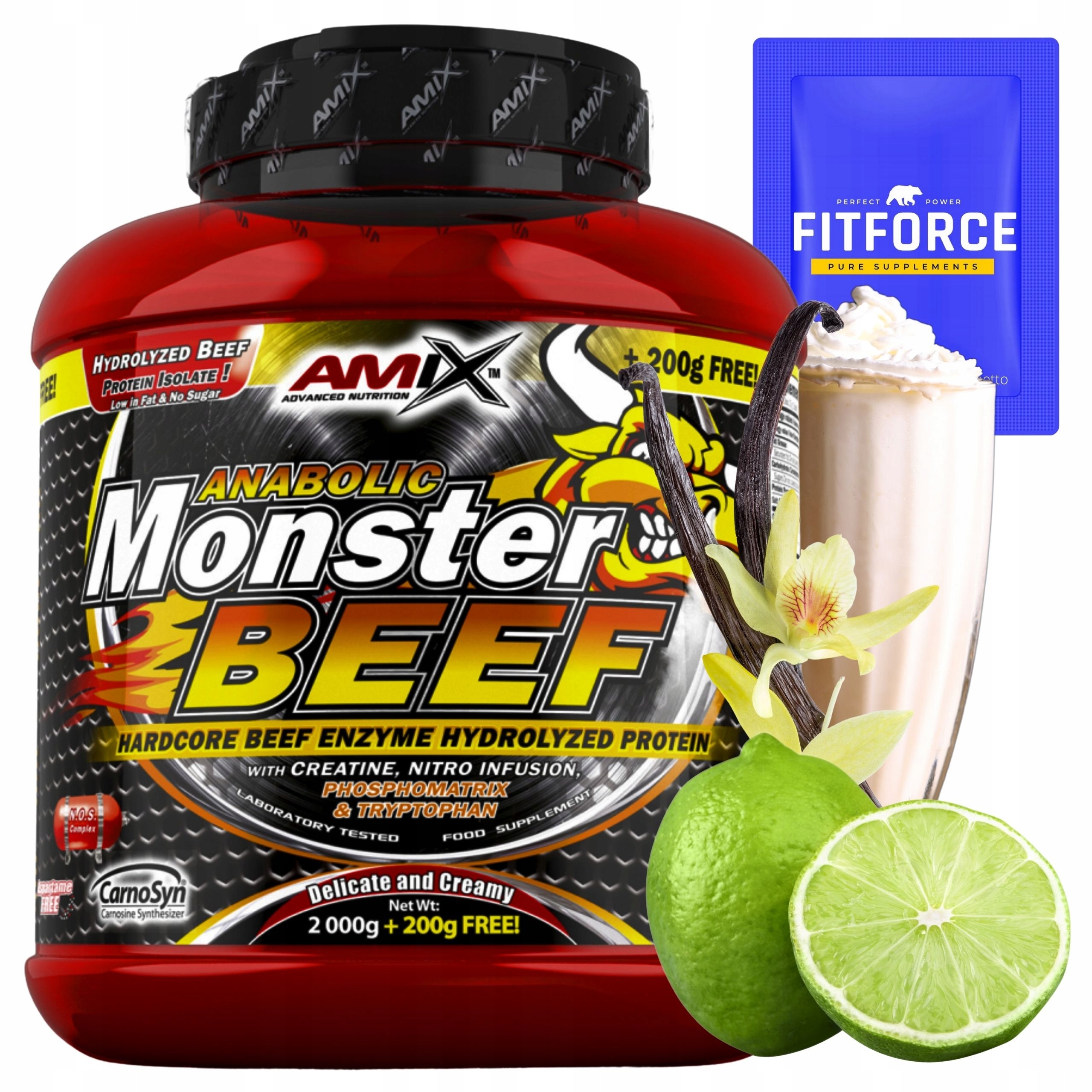 Amix Anabolic Monster Beef Prot Bílkoviny 2.2 kg Vanilka Limetka Hydrolyzát