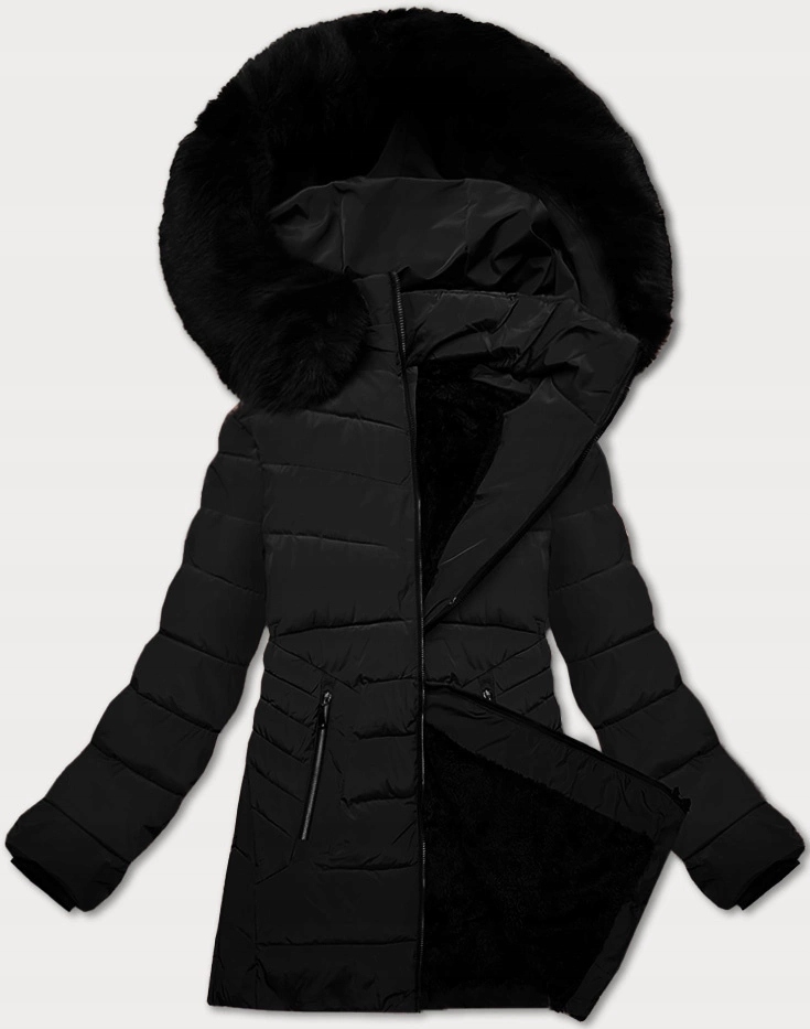 Zimní Bunda Kapuce B8299 Černá 48