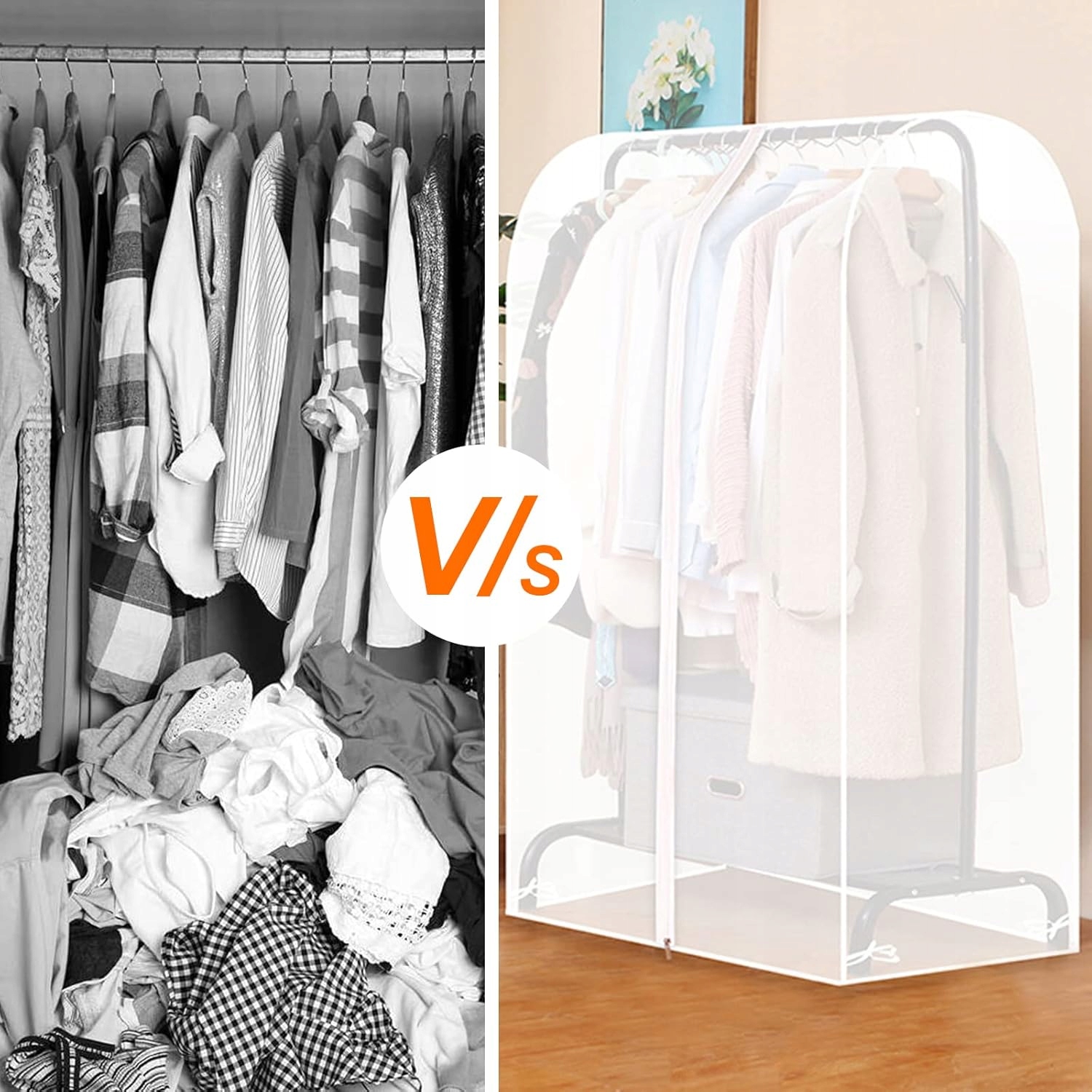 POKROWIEC NA UBRANIA PYŁOSZCZELNA OSŁONA 110cm Z ZAMKIEM ANTY WILGOĆ Kolor bezbarwny