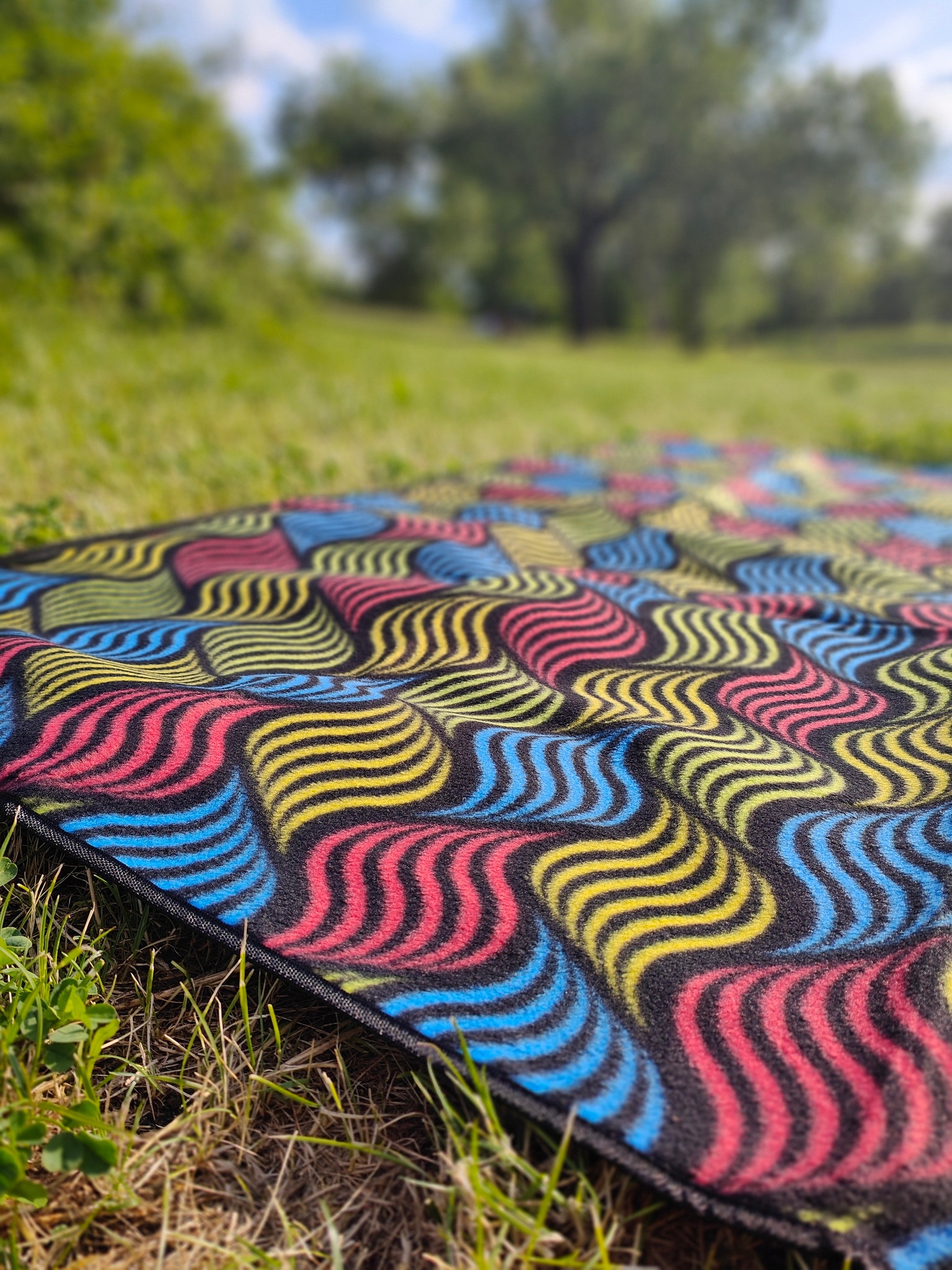 KOC PIKNIKOWY PLAŻOWY MATA Z IZOLACJĄ ALU I KIESZEŃ 150x200cm SPORTVIDA Wzór paski