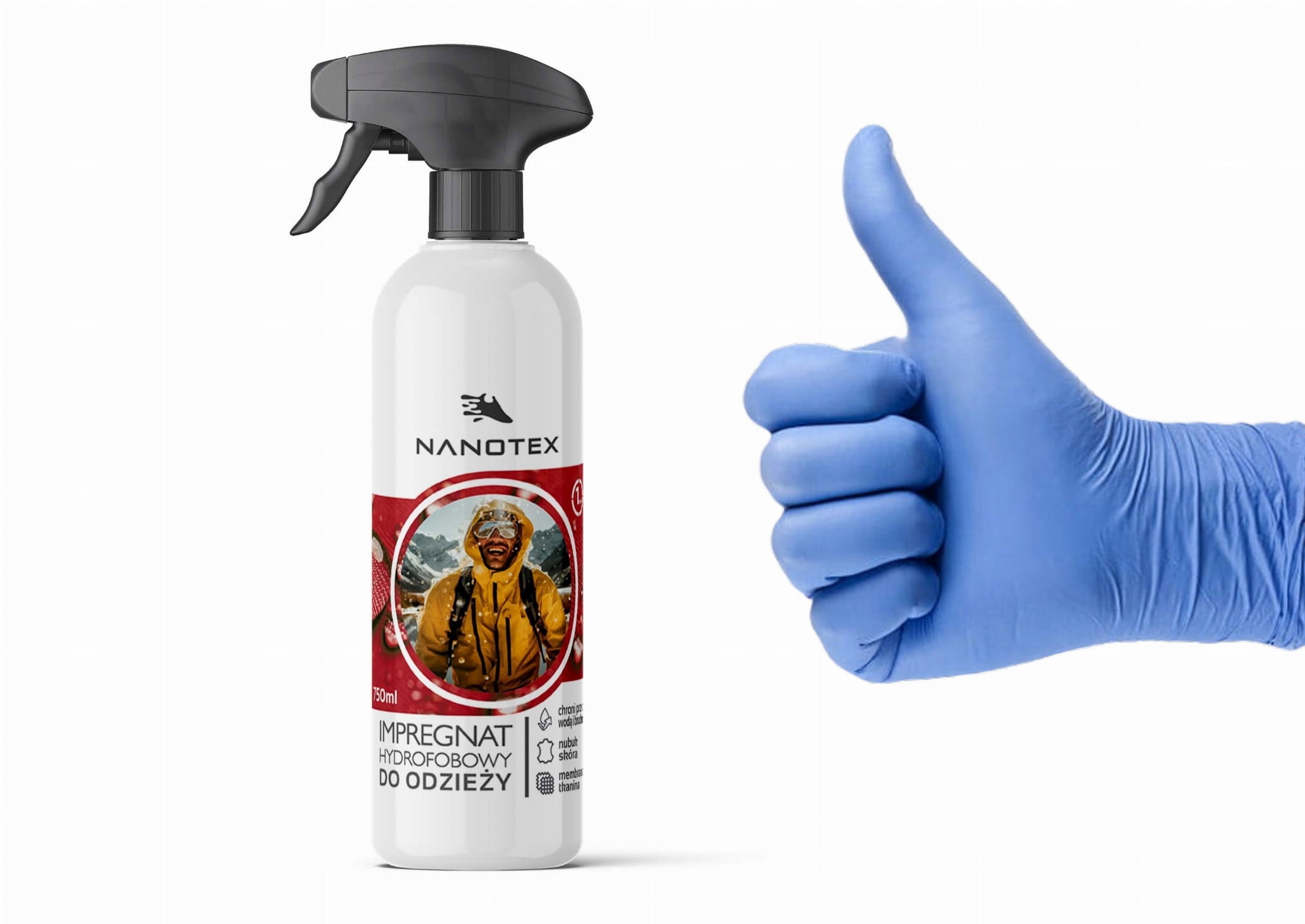 Impregnat hydrofobowy do odzieży turystycznej górskiej 250ml rękawiczki